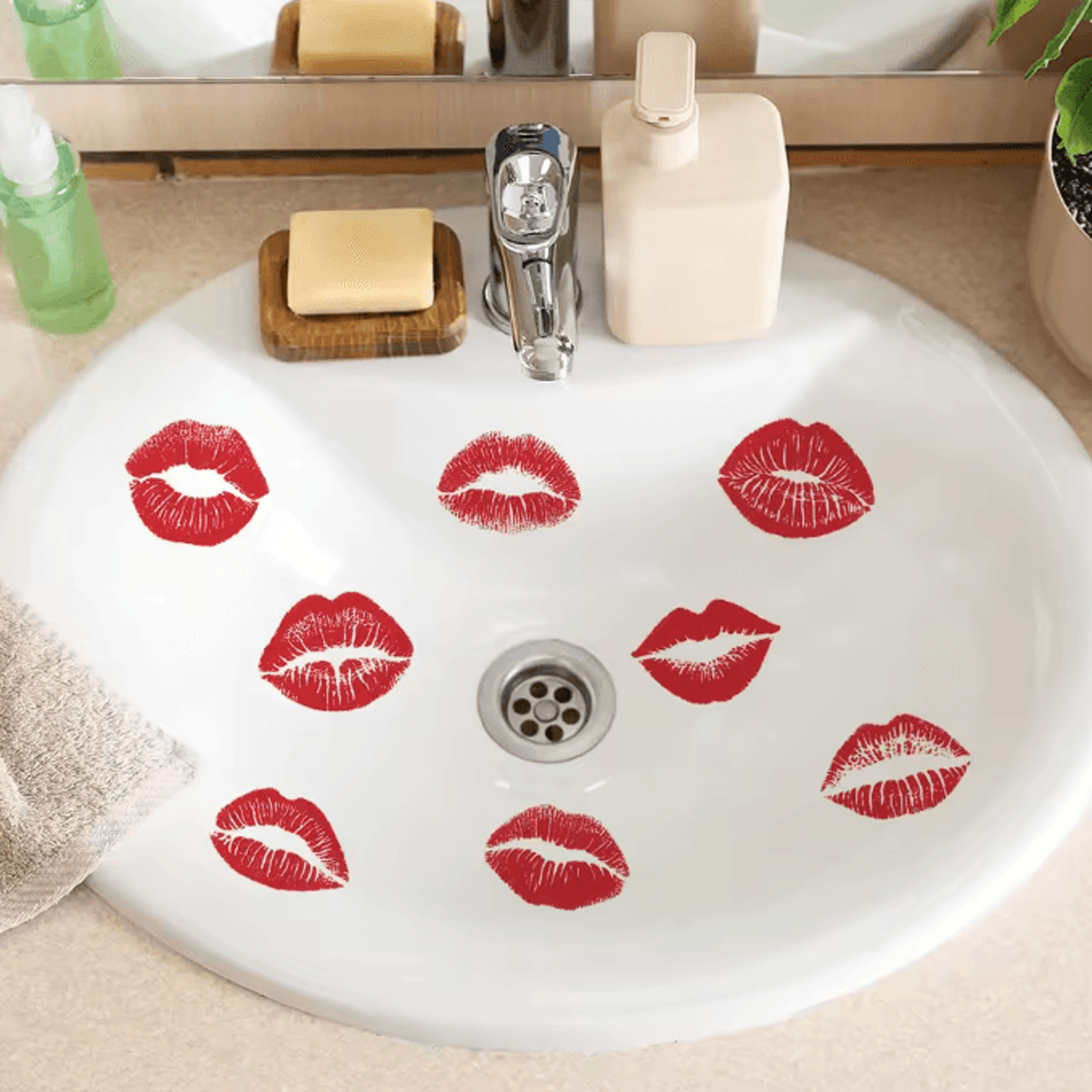 Red Lip Print Wall Sticker  SelfAdhesive Modern Lips Decal For Home Decor 4