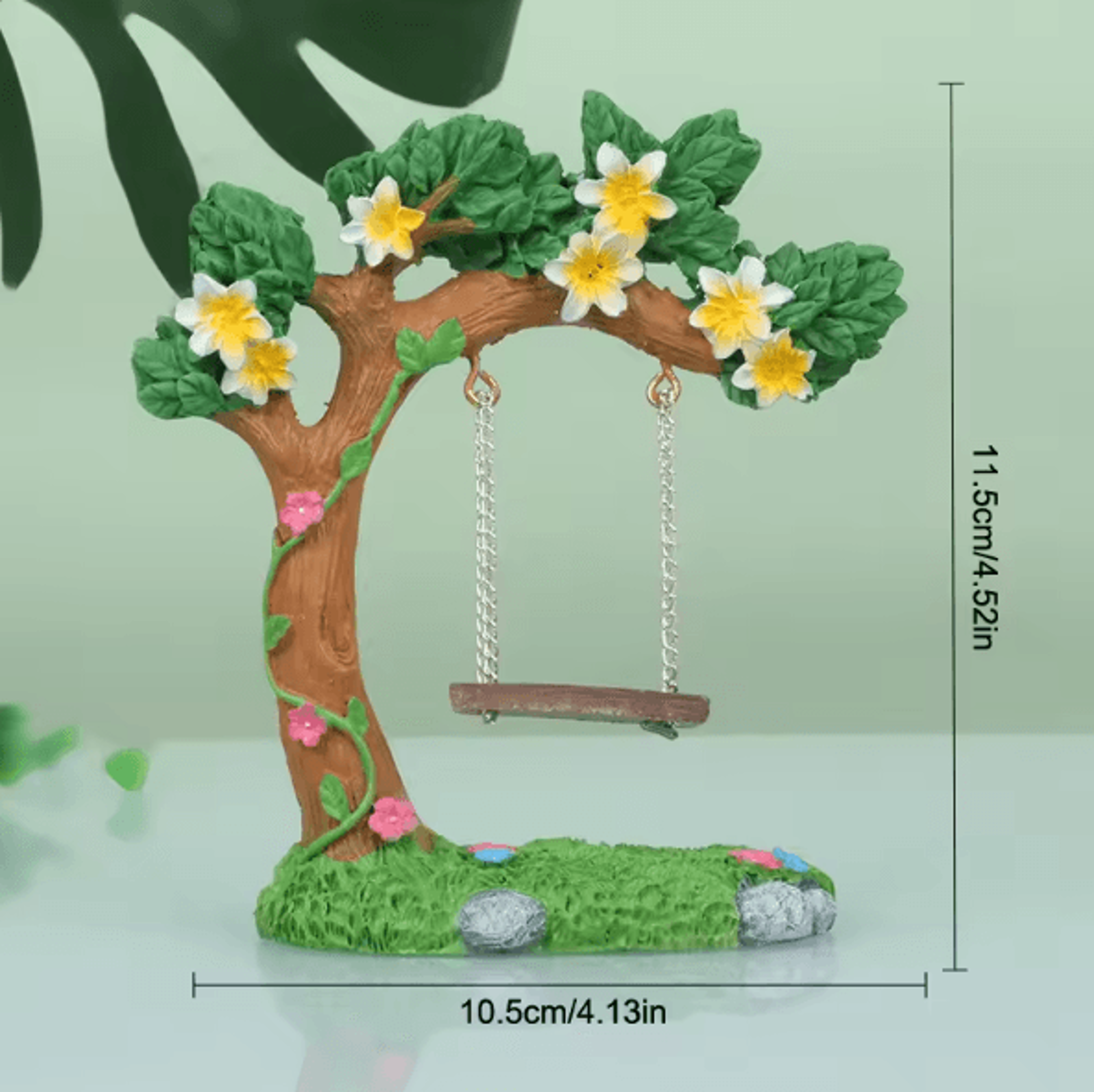 Miniature Fairy Garden Swing Set  Whimsical Flower Tree  Figurine Decor For Micro Landscapes 6
