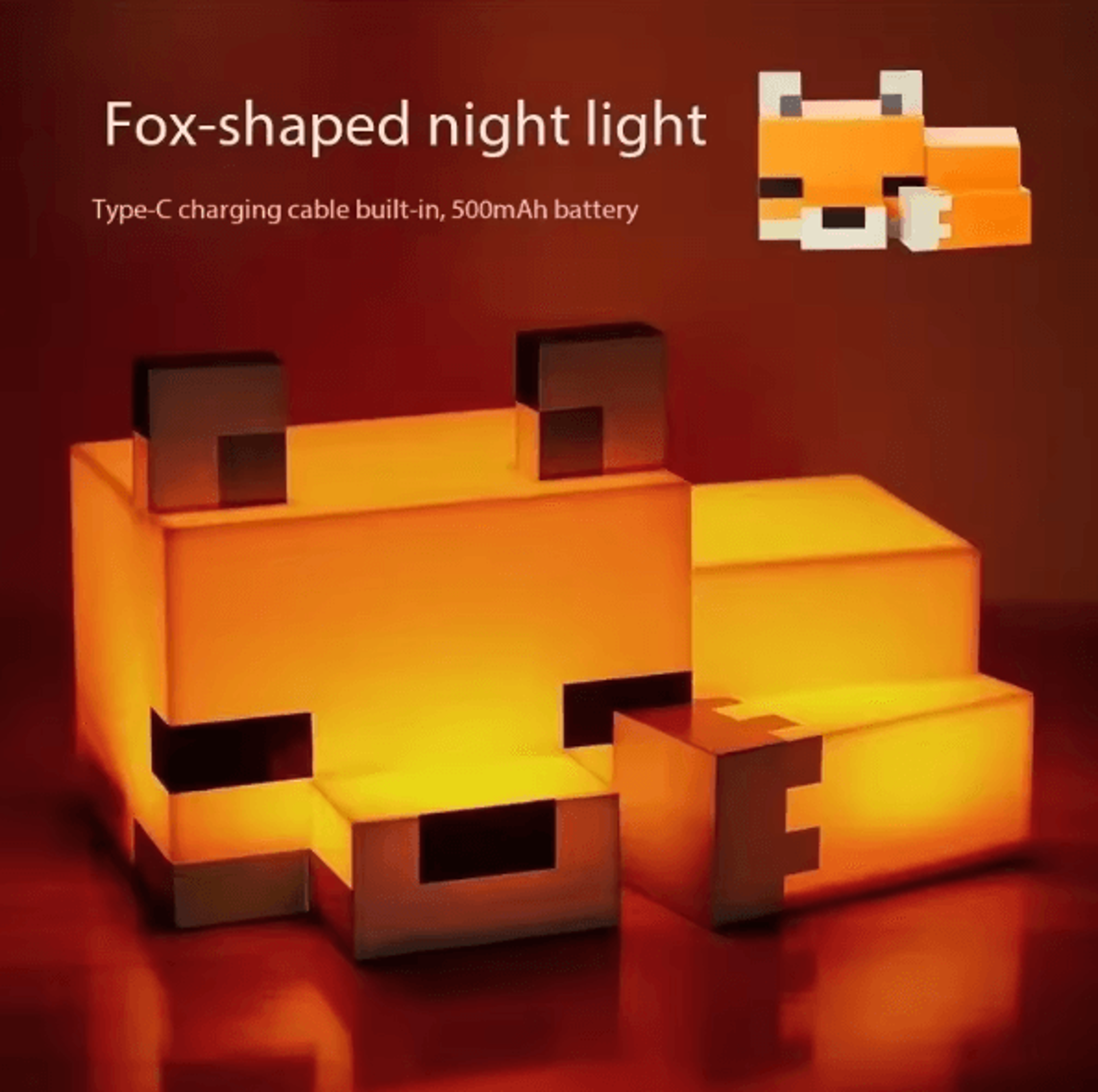 cute fox night light desk lamp for kids bedroom playroom and gaming room decor
