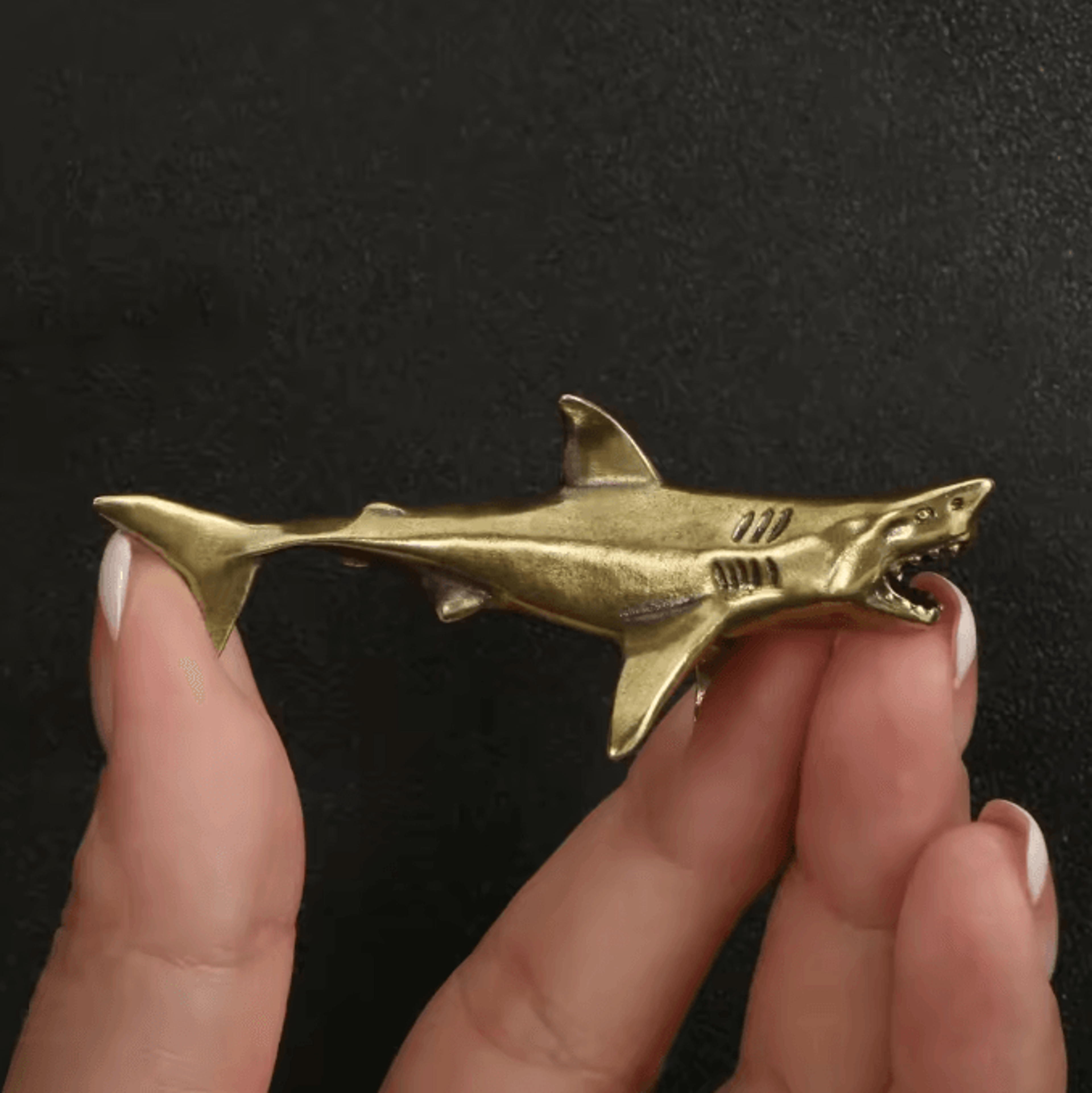 Solid Brass Shark Figurine Ornament For Desk Decor Tea Pets And Collectible Display 2