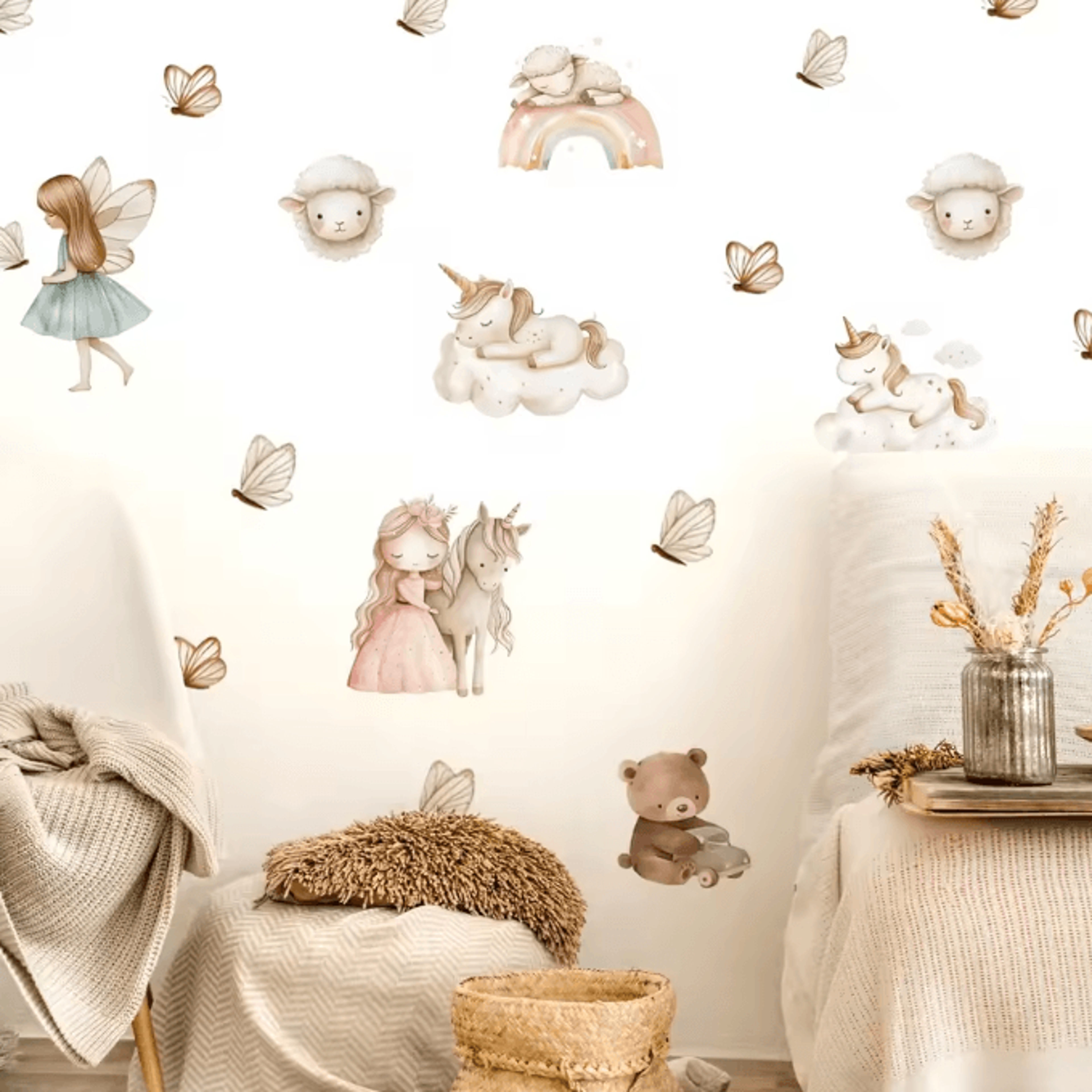Watercolor Unicorn Rainbow Wall Stickers For Kids Bedroom Nursery And Playroom Decor 1