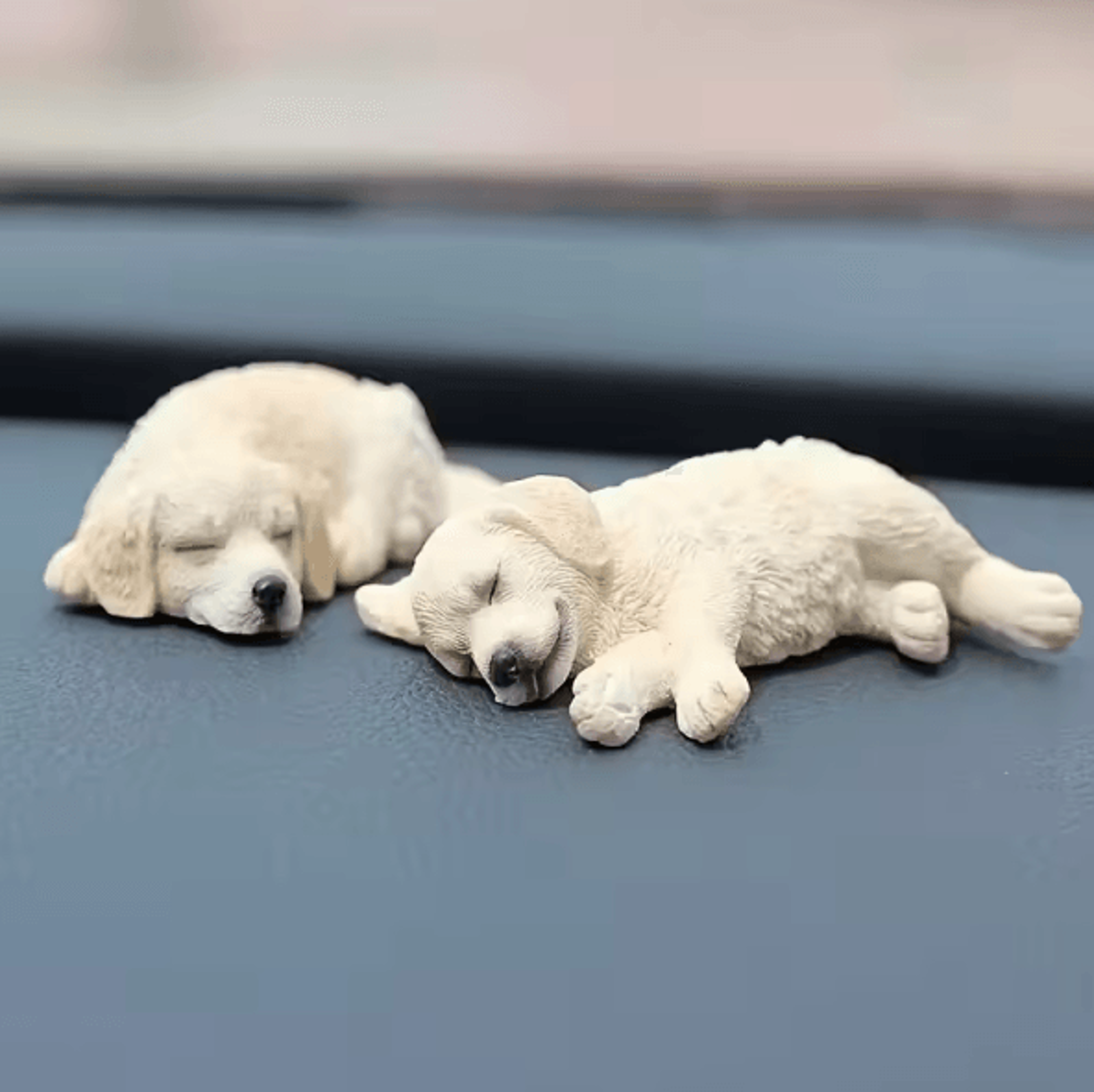Realistic Sleeping Golden Retriever And Labrador Figurine Set For Car And Desktop Decor 5