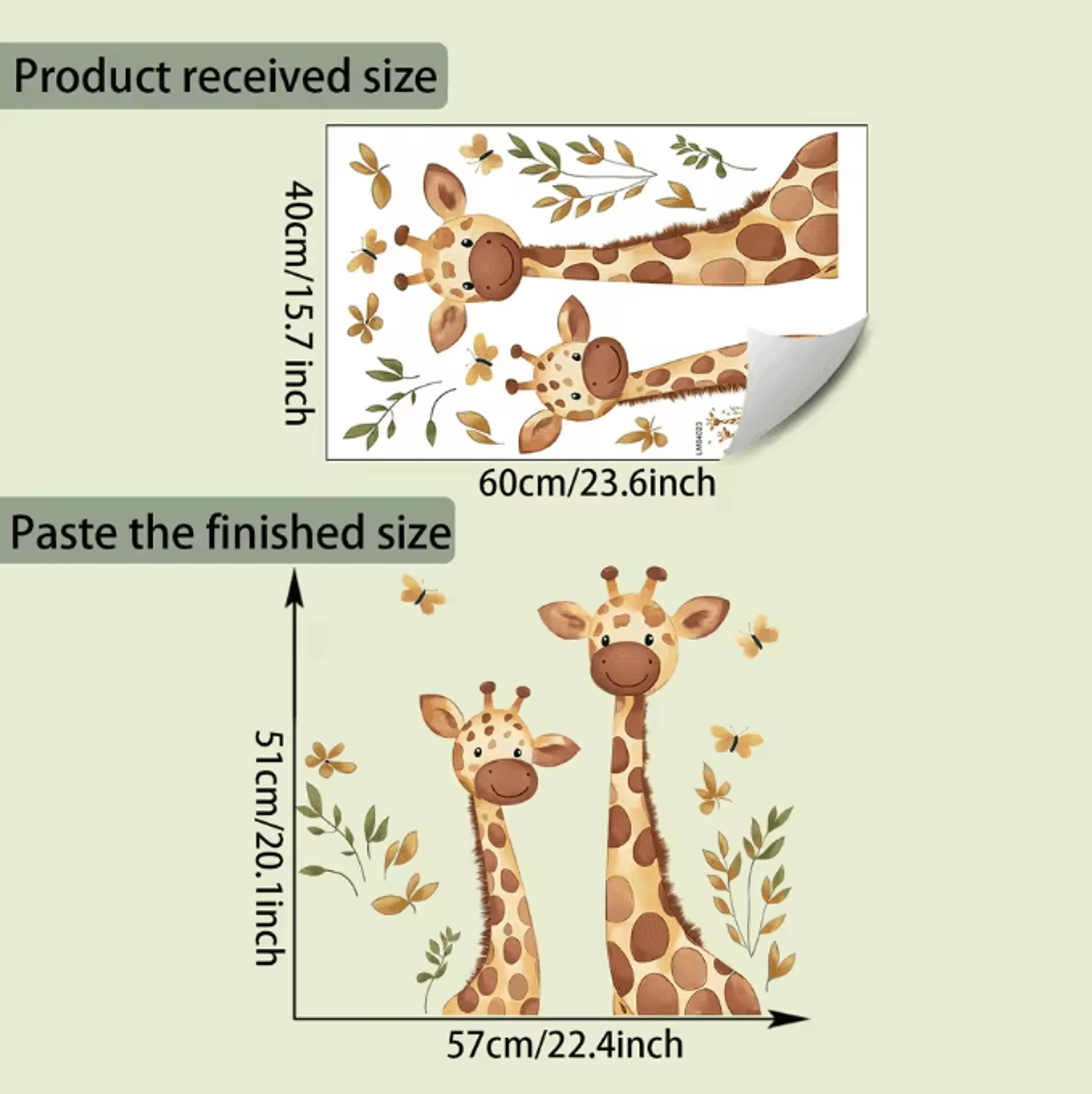 Two Giraffe Wall Stickers For Kids Bedroom Nursery And Daycare Decor 5