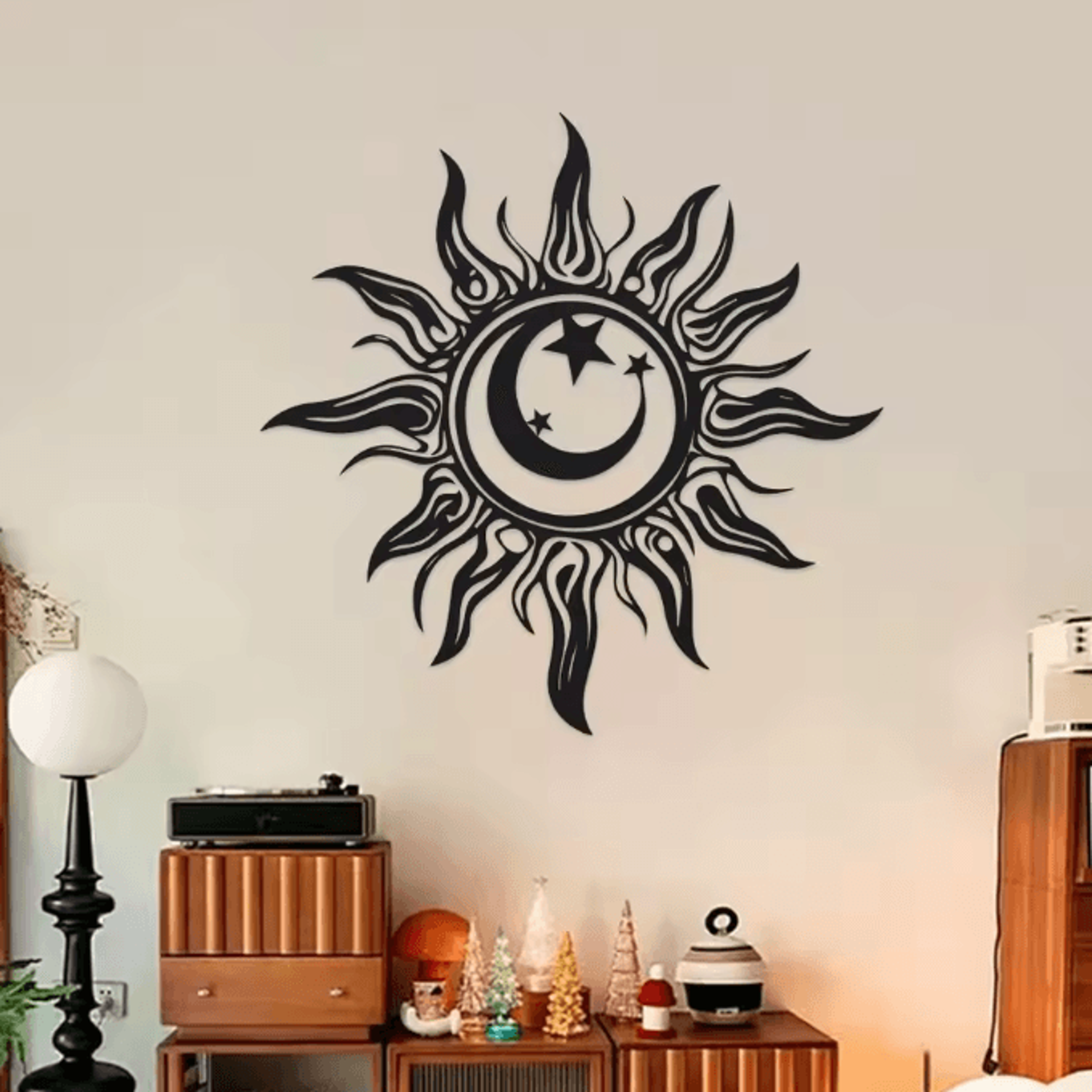 art deco metal sun wall sculpture for indoor and outdoor home decor