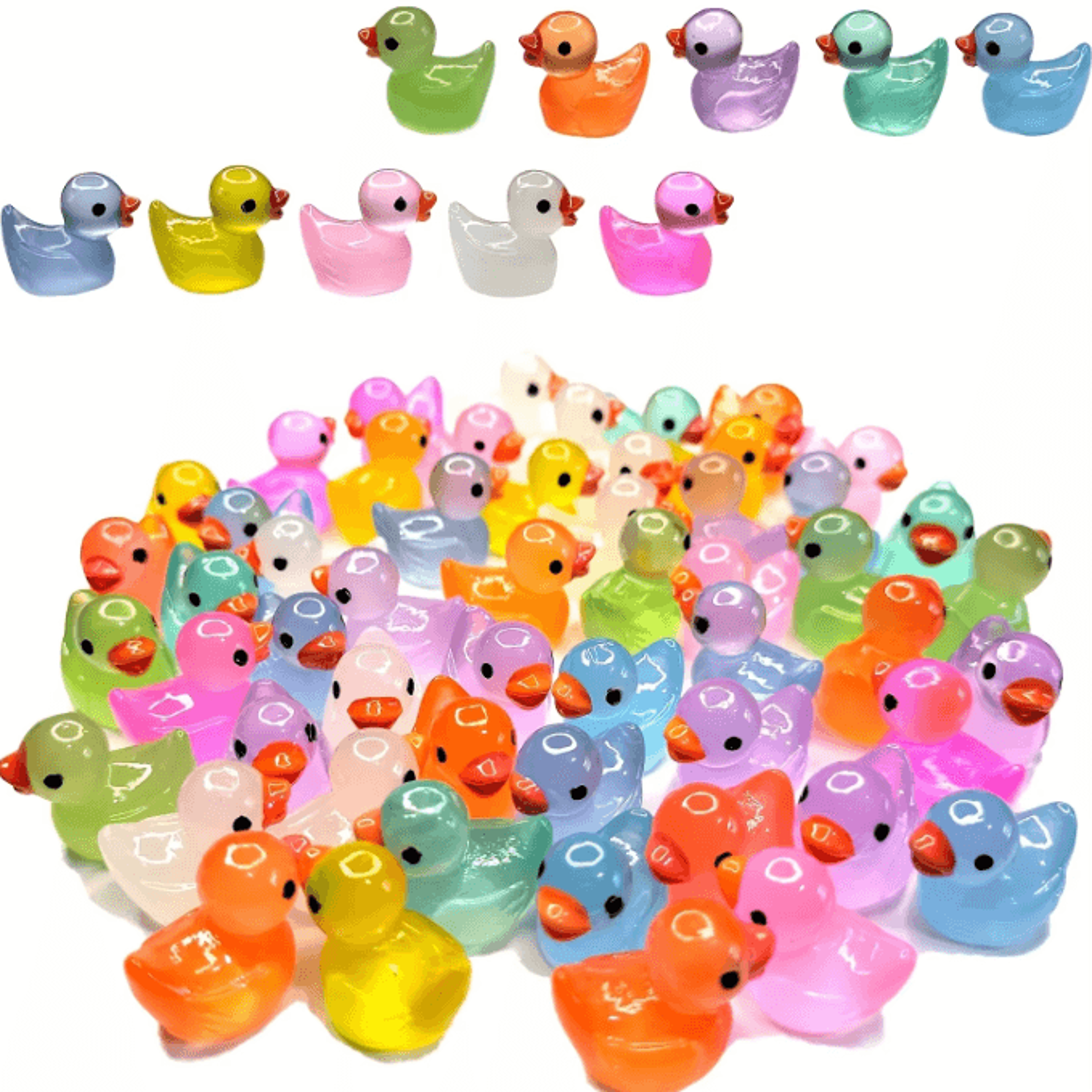 glowing mini resin duck figurines for fairy gardens and diy mini landscape decor