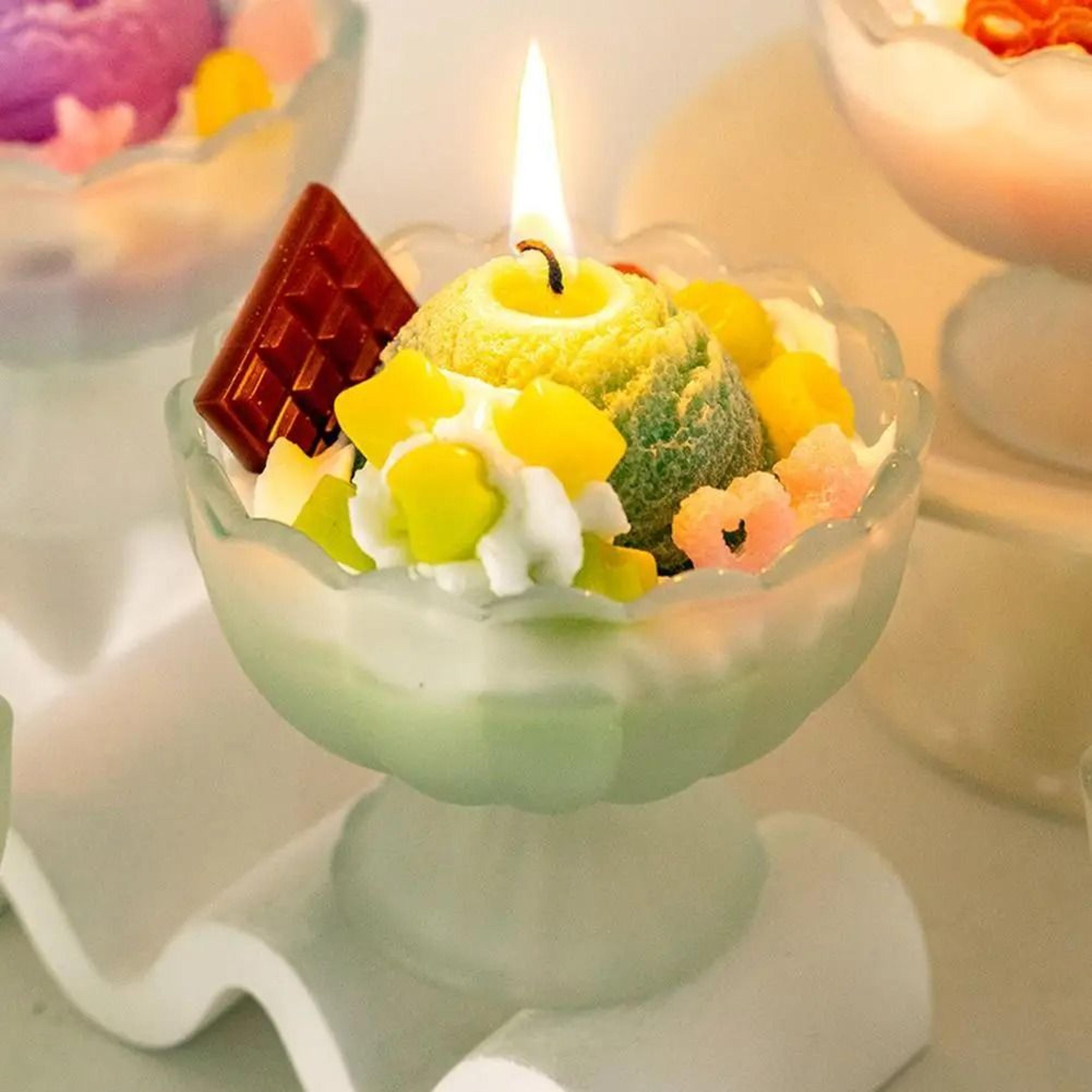 ice cream dessert scented candle home decor accent