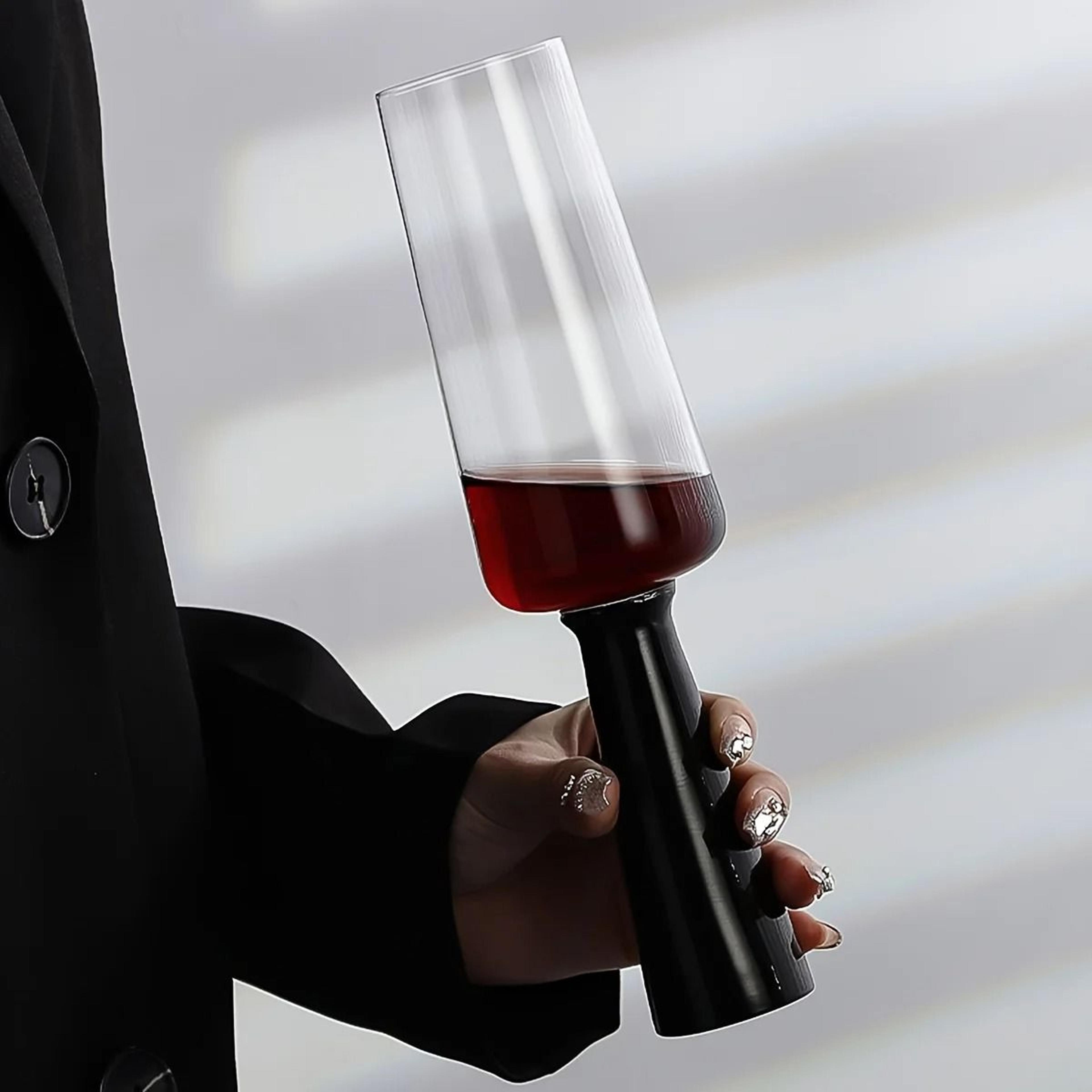 Retro Black Pillar Handmade Cocktail Glass 6
