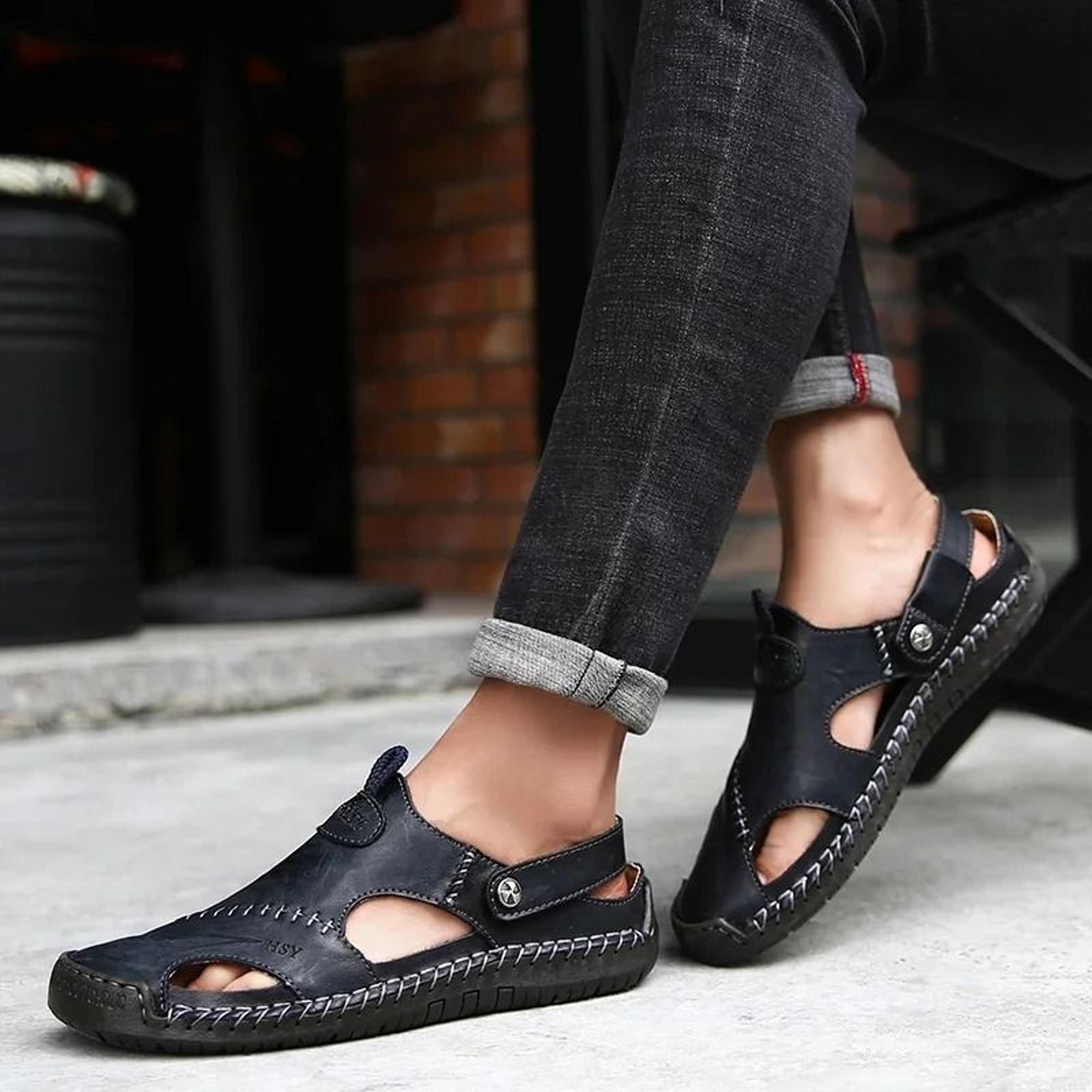Mens Genuine Leather Outdoor Sandals 4