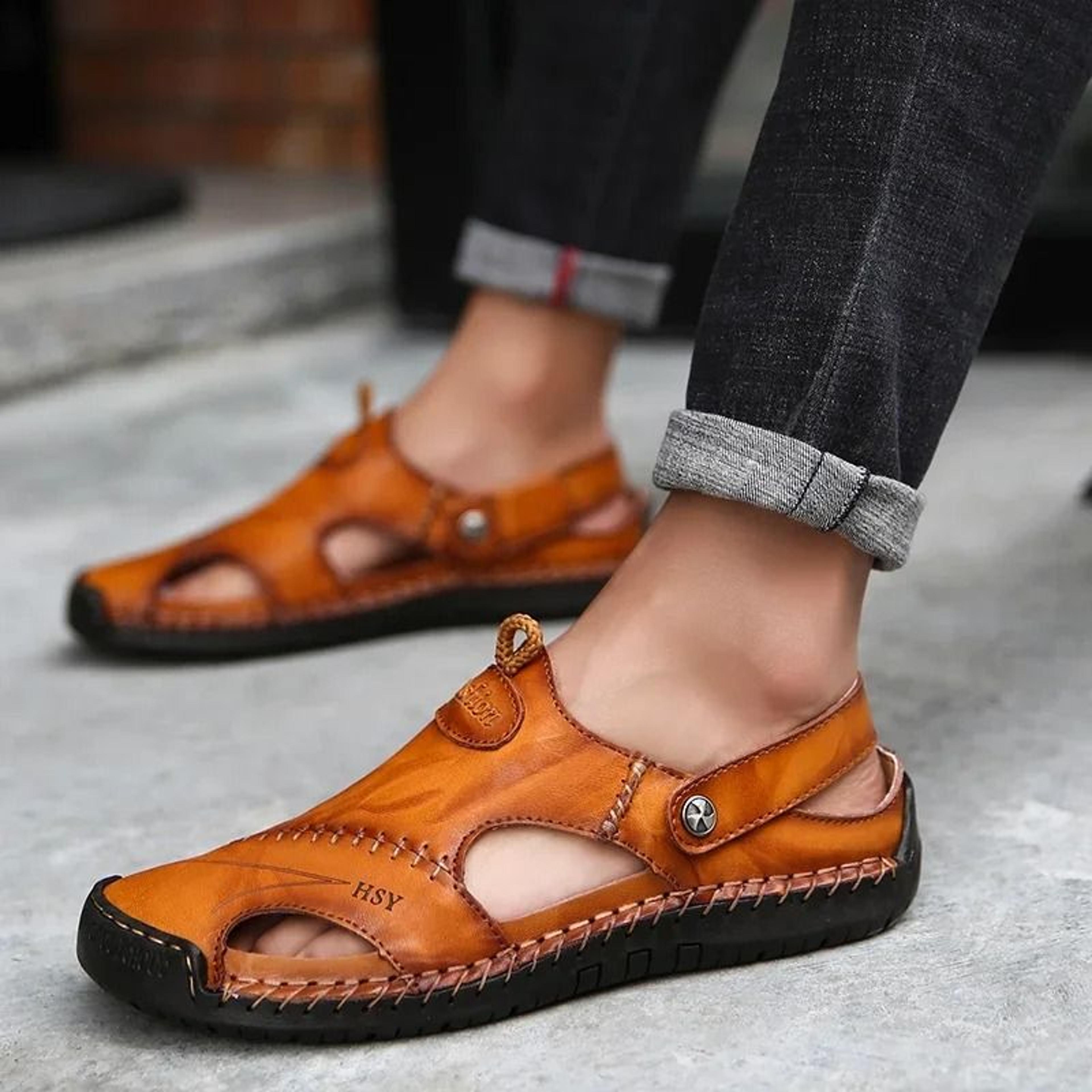 Mens Genuine Leather Outdoor Sandals 5