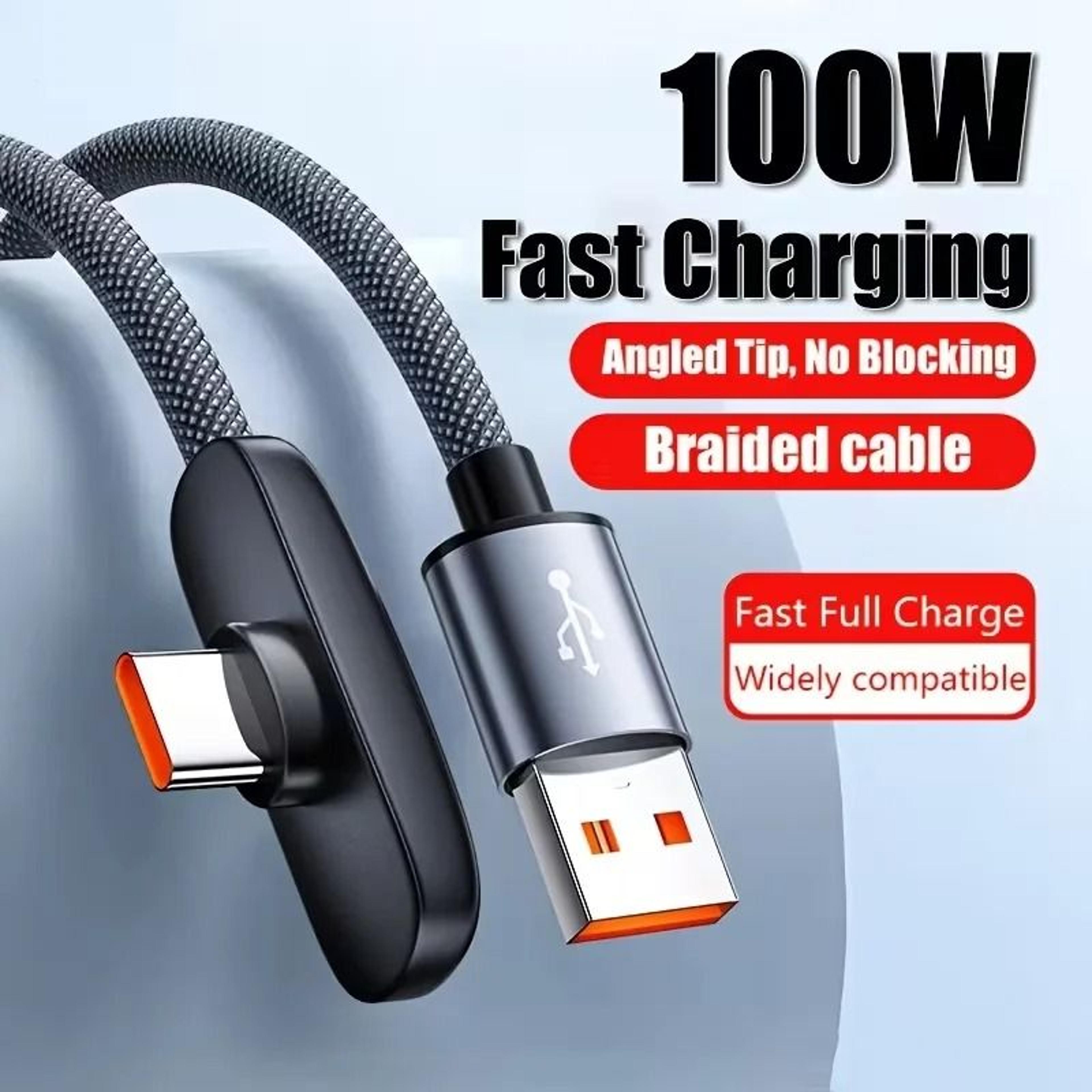 100W Right Angle USB C Fast Charging Cable 1