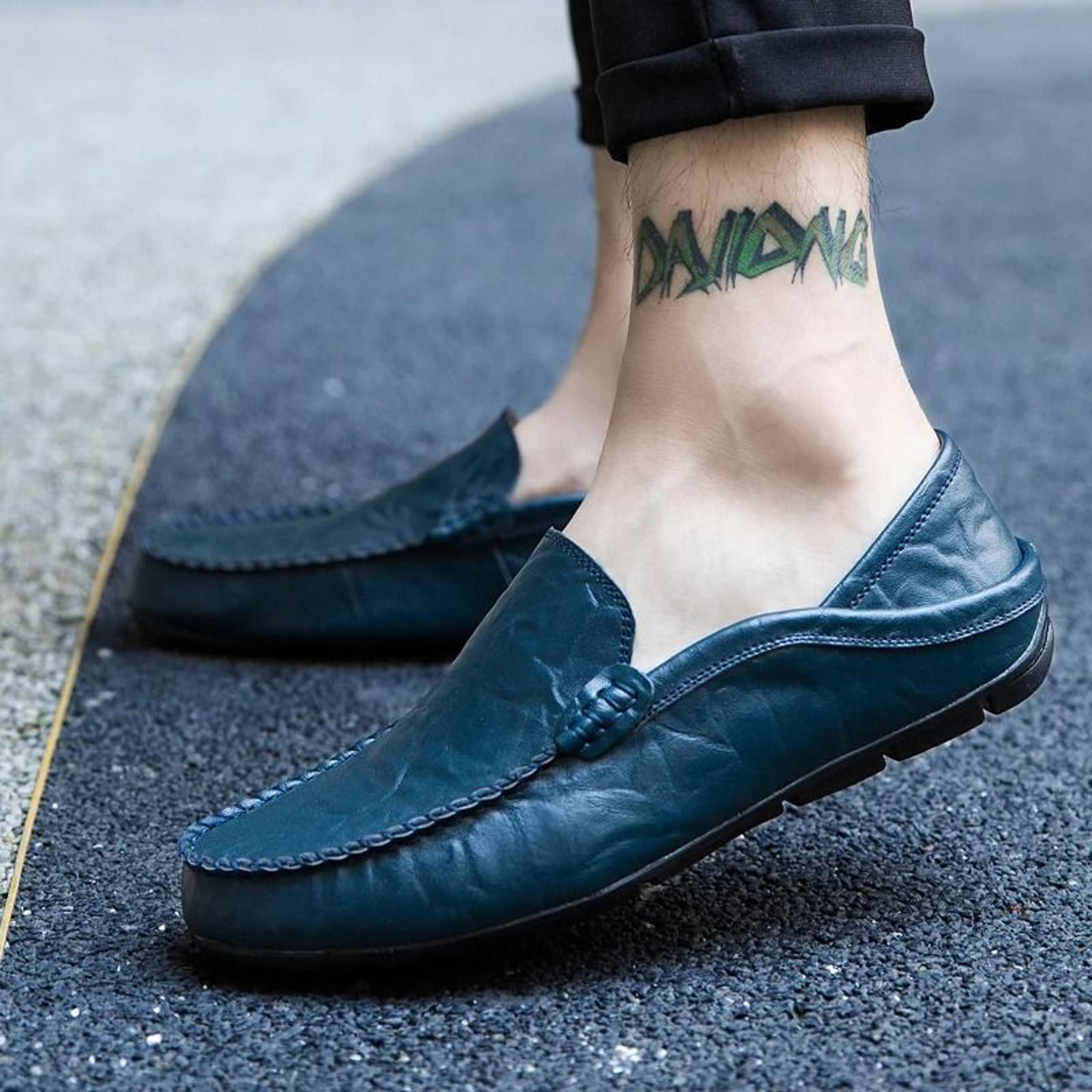 Mens Genuine Leather Slip On Loafers 1