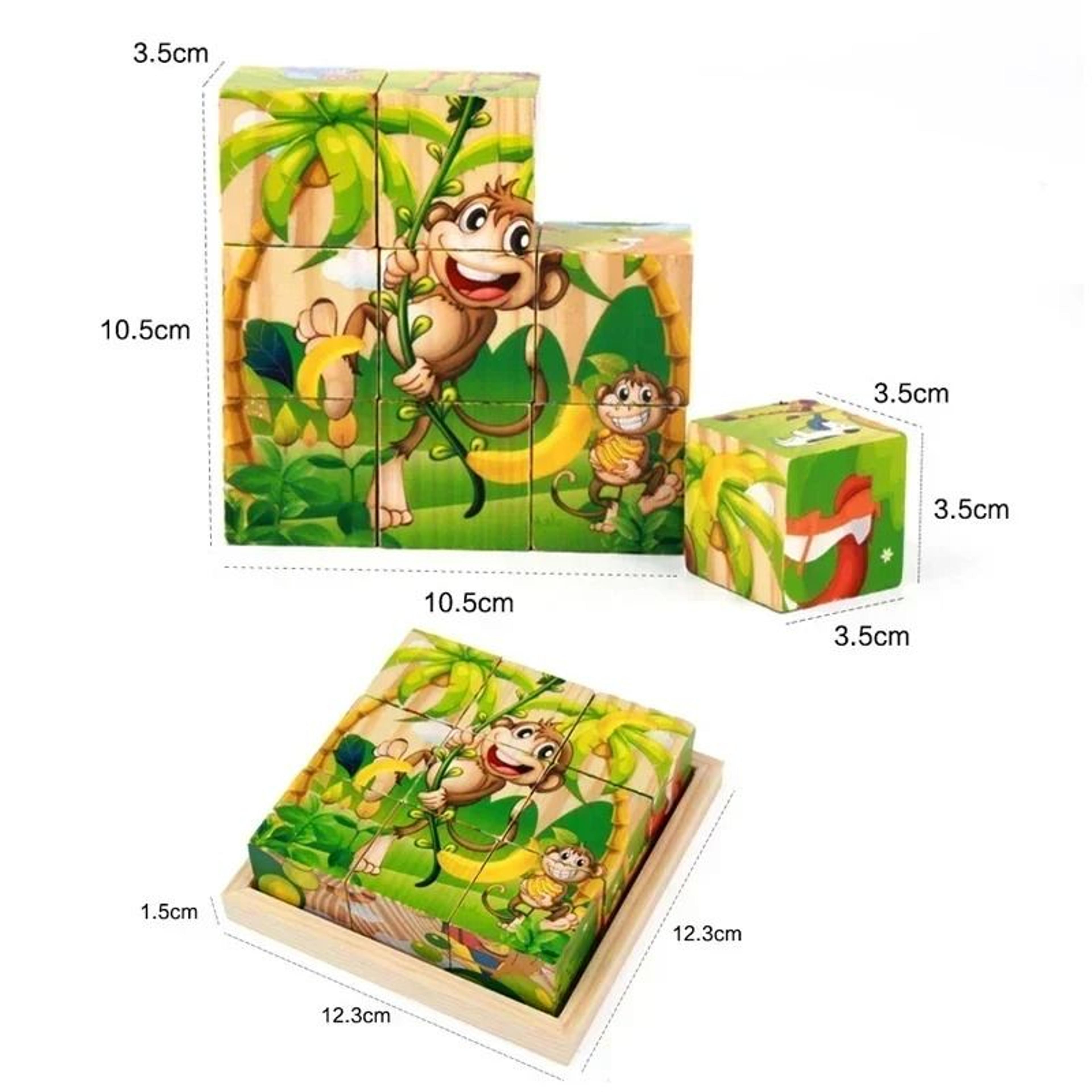 Montessori Wooden Cube Puzzle Toy 9 Piece Six Sided Learning Blocks 5