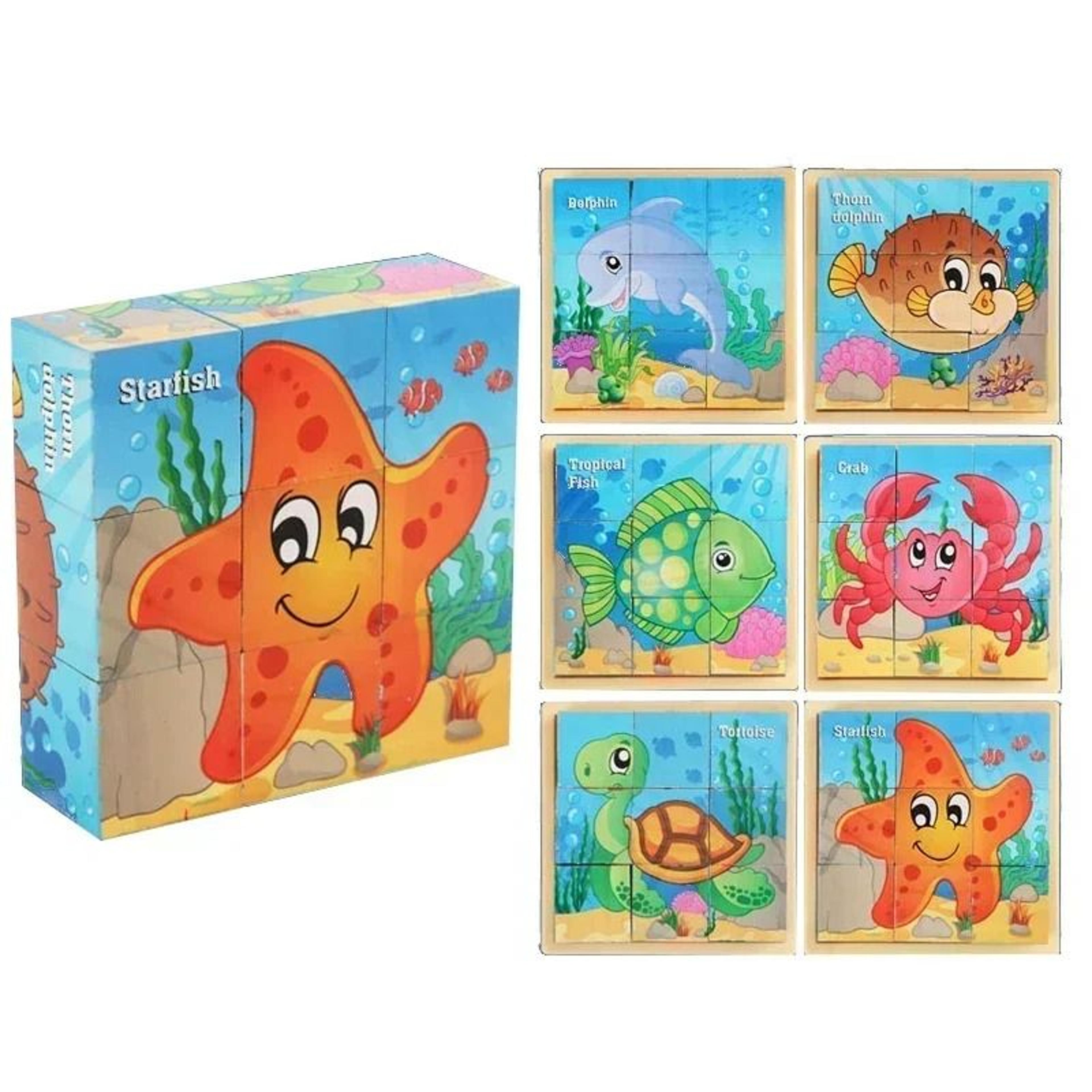 Montessori Wooden Cube Puzzle Toy 9 Piece Six Sided Learning Blocks 10