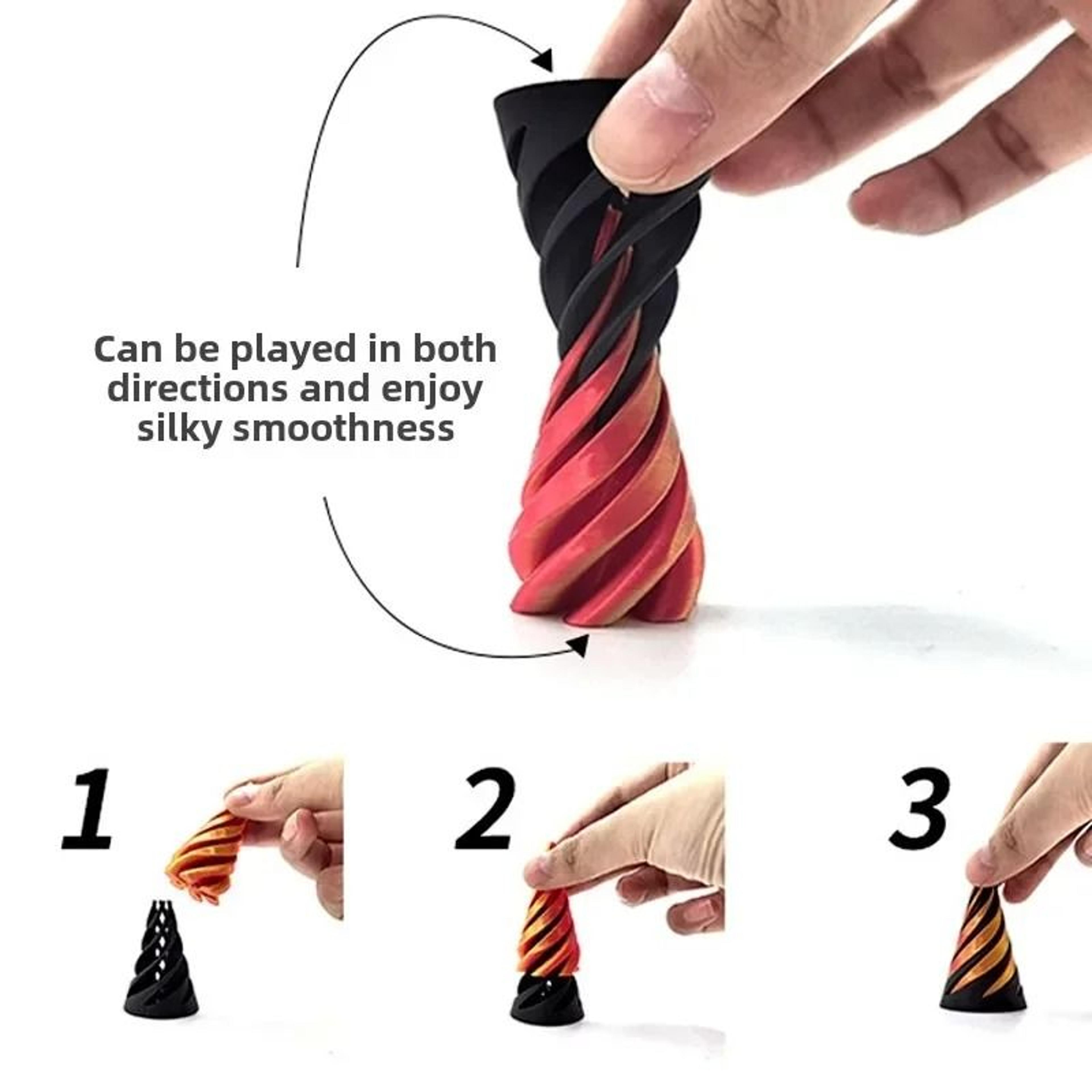 3D Printed Spiral Cone Fidget Toy Impossible Pyramid Desk Puzzle 2