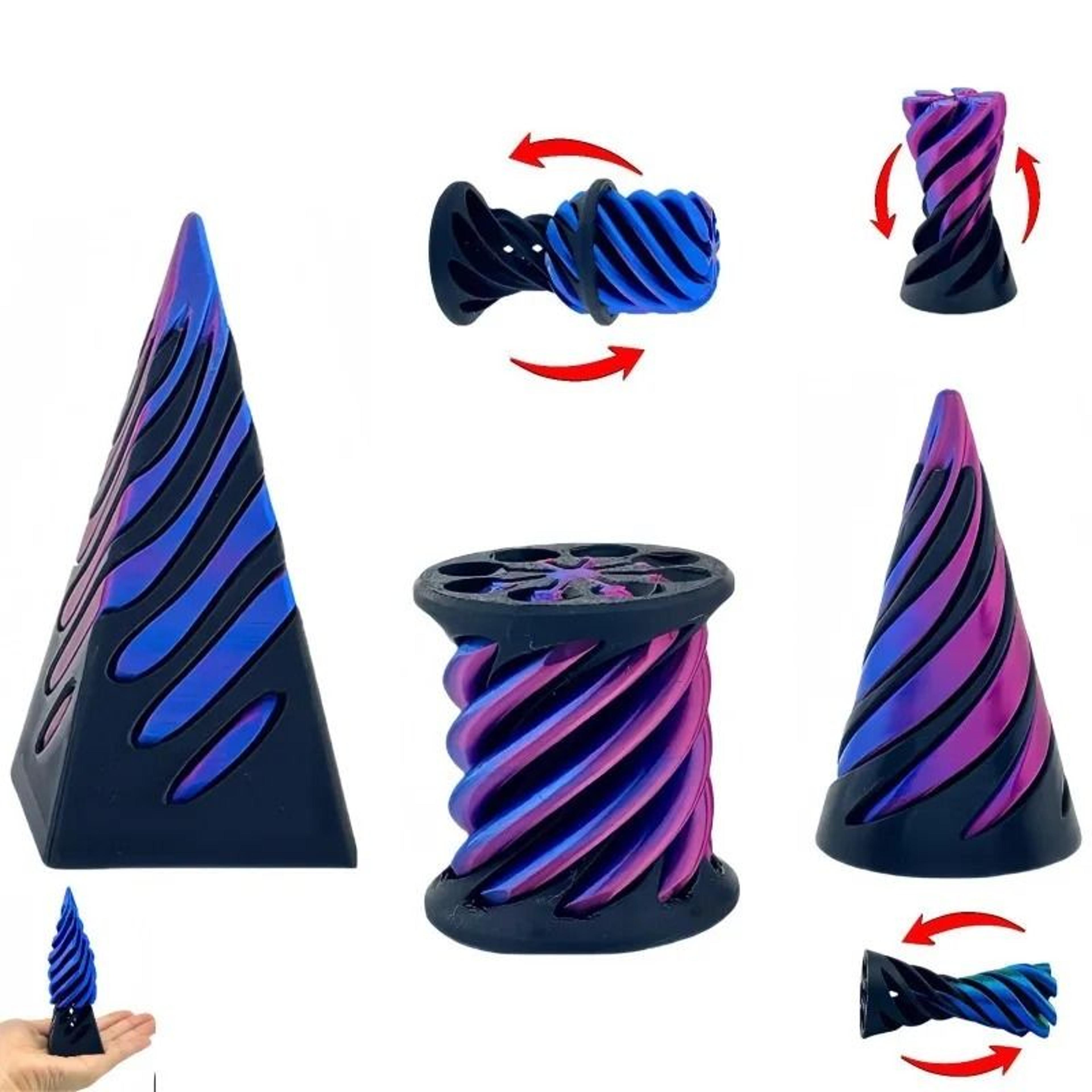 3D Printed Spiral Cone Fidget Toy Impossible Pyramid Desk Puzzle 5