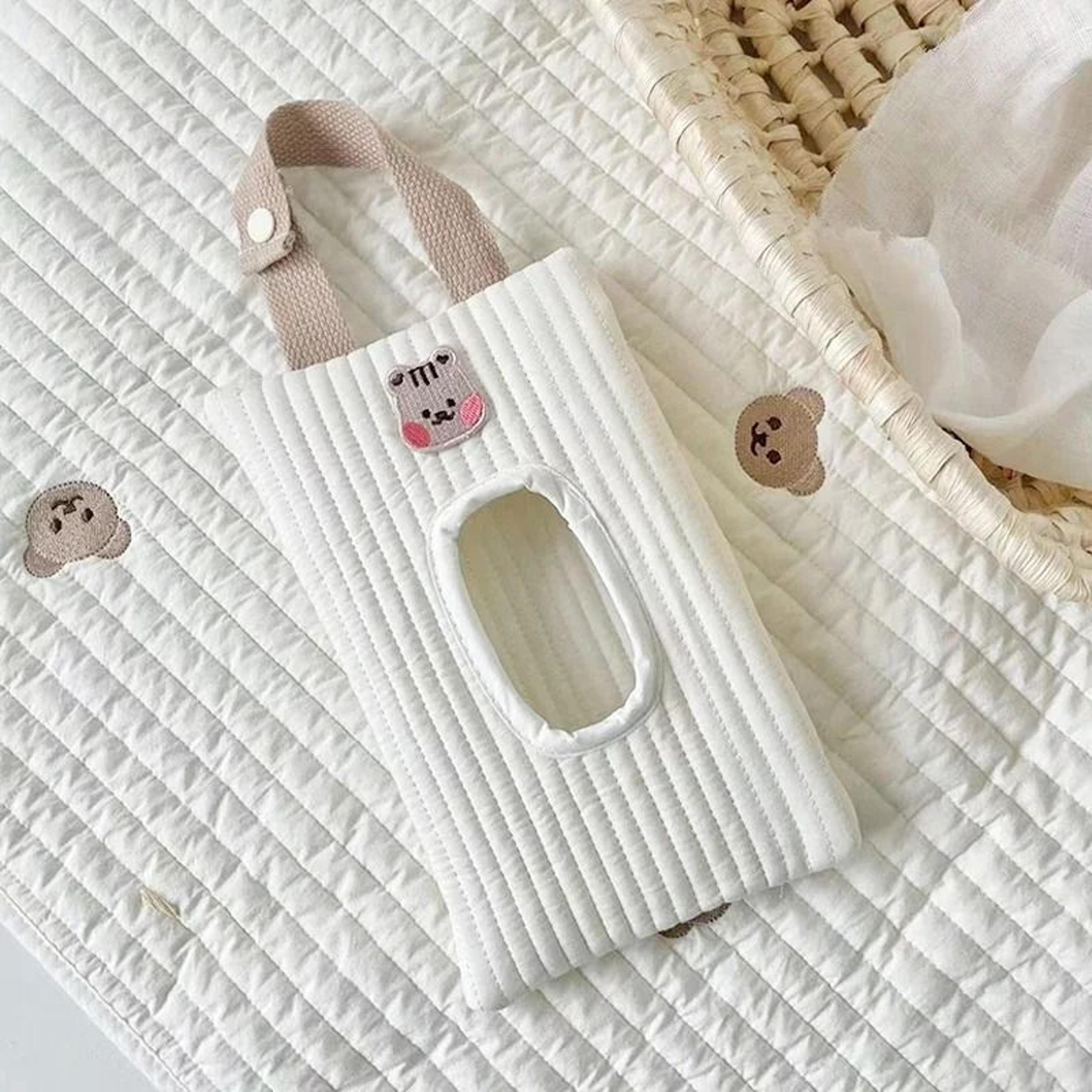 Bear Tissue Holder Hanging Storage Bag For Stroller Car And Travel 8