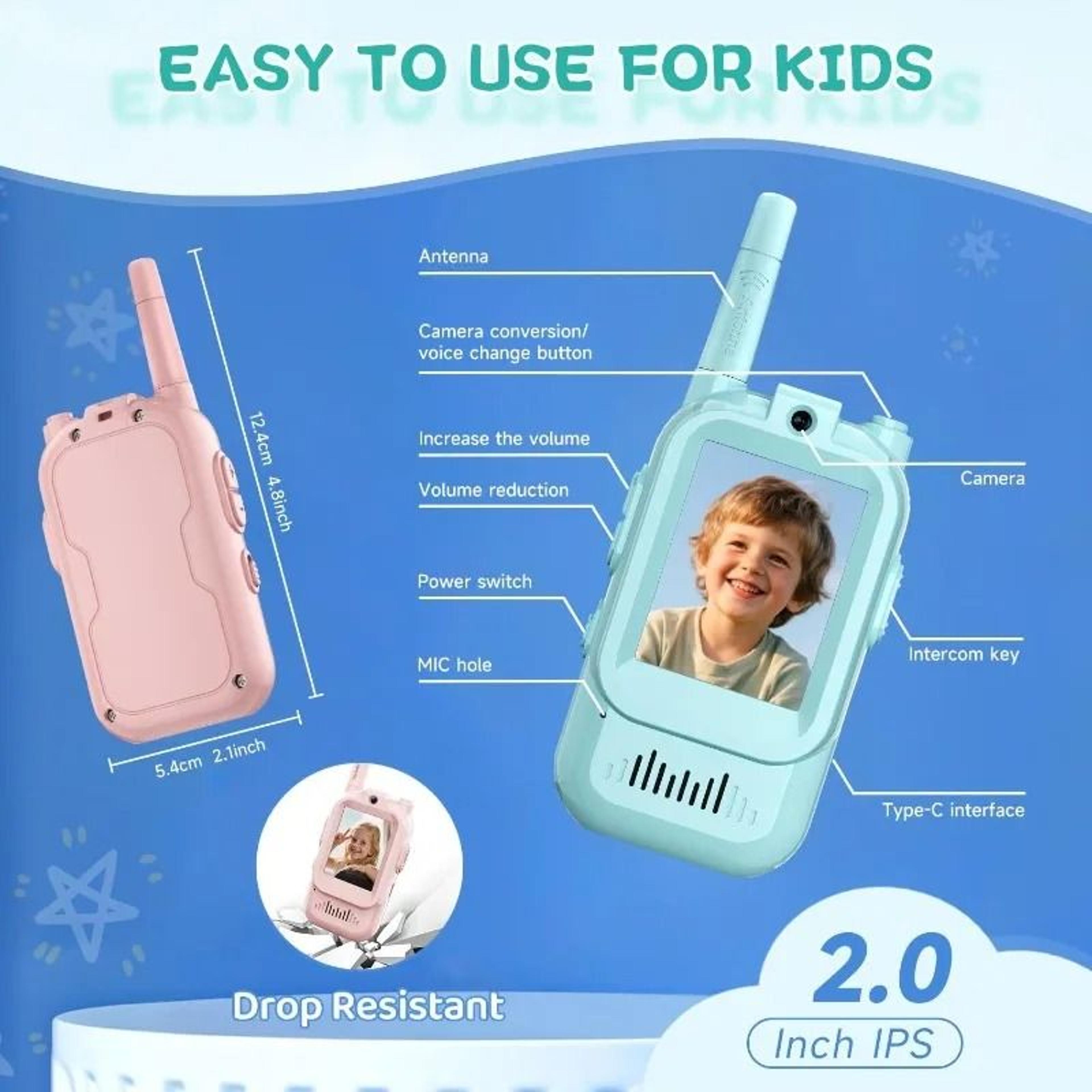Kids Video Walkie Talkie Set Rechargeable Two Way Communication Toy 1