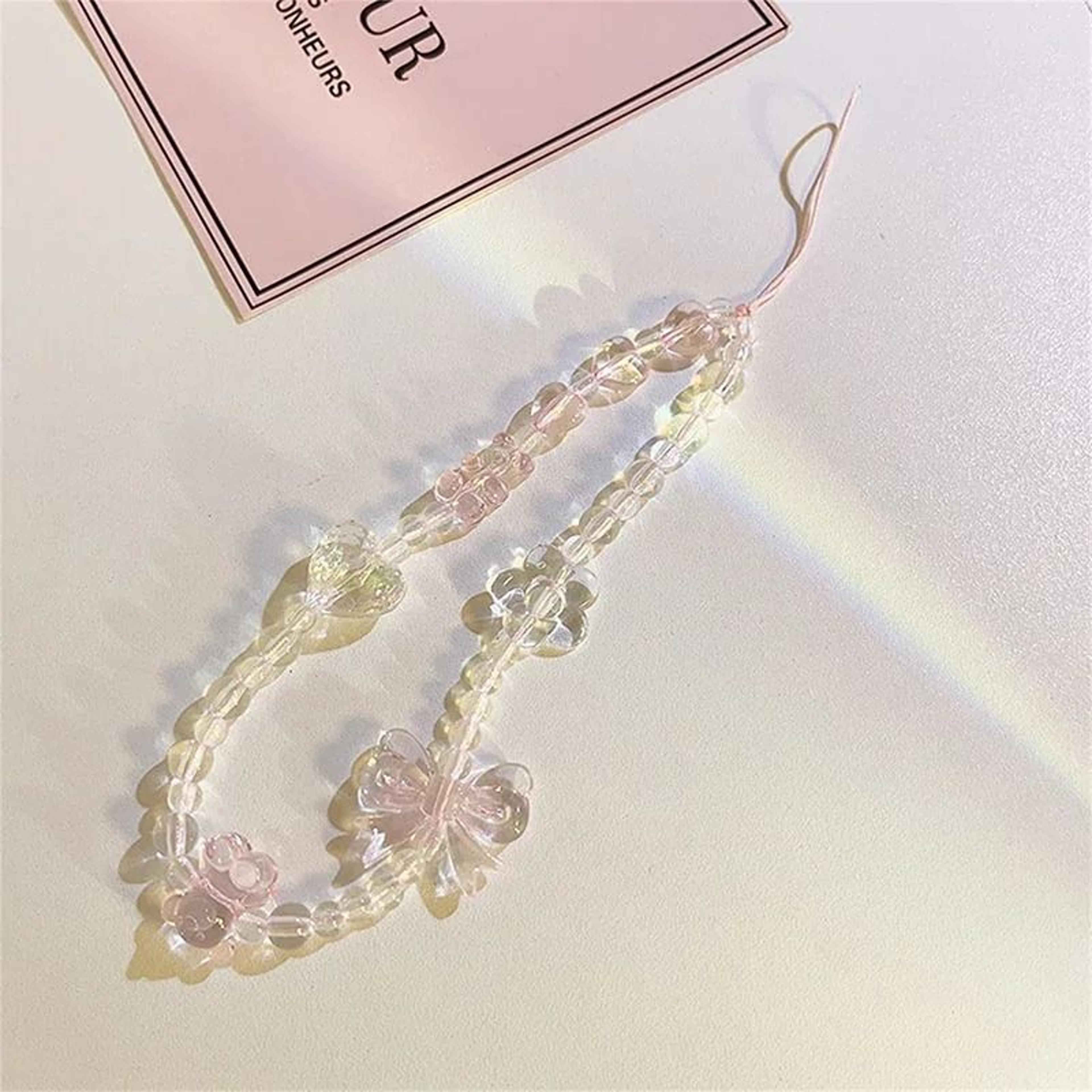 Pink Bear Butterfly Phone Charm Strap Cute Korean Style Wrist Lanyard 2