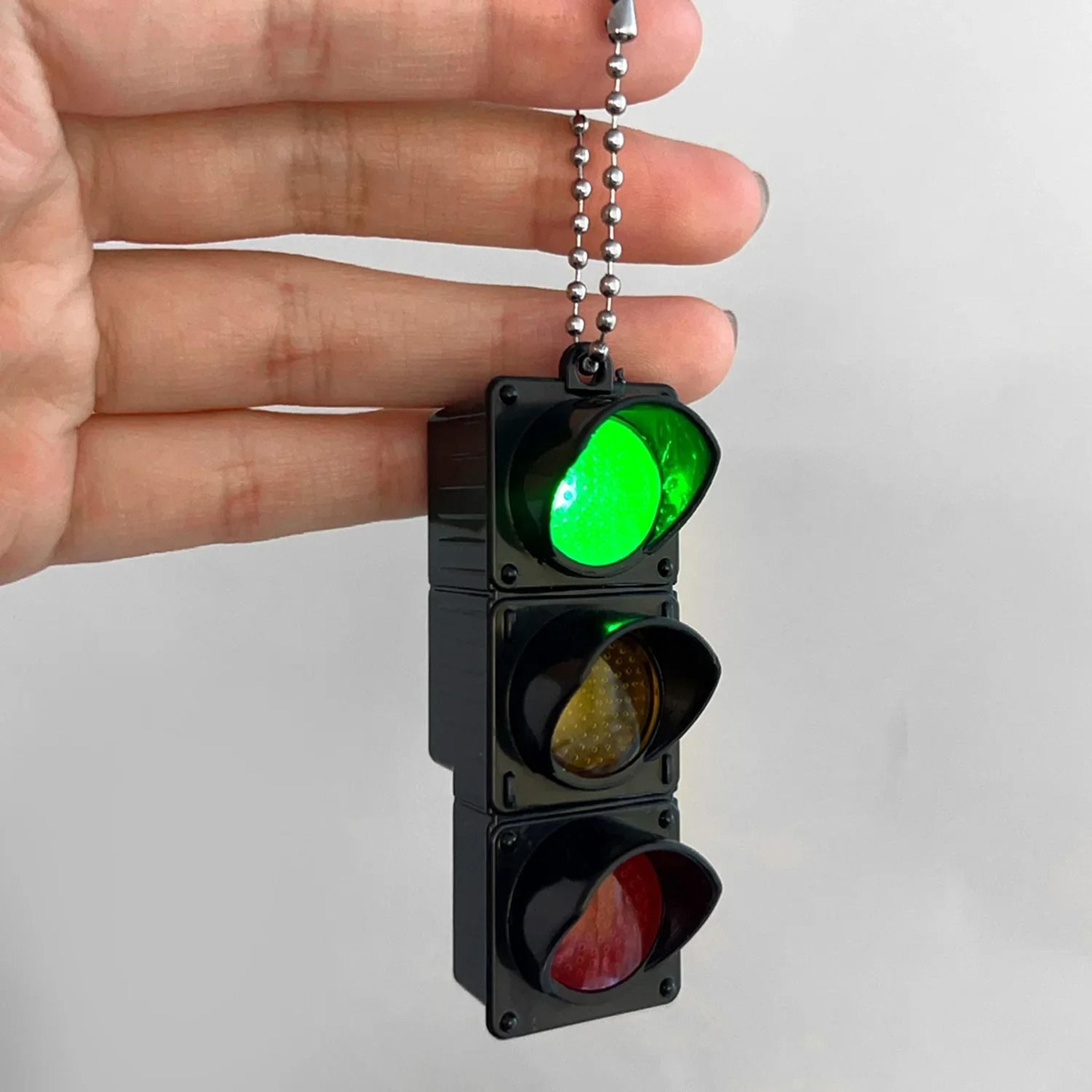 Mini LED Traffic Light Keychain Electronic Pedestrian Signal Toy Pendant 7