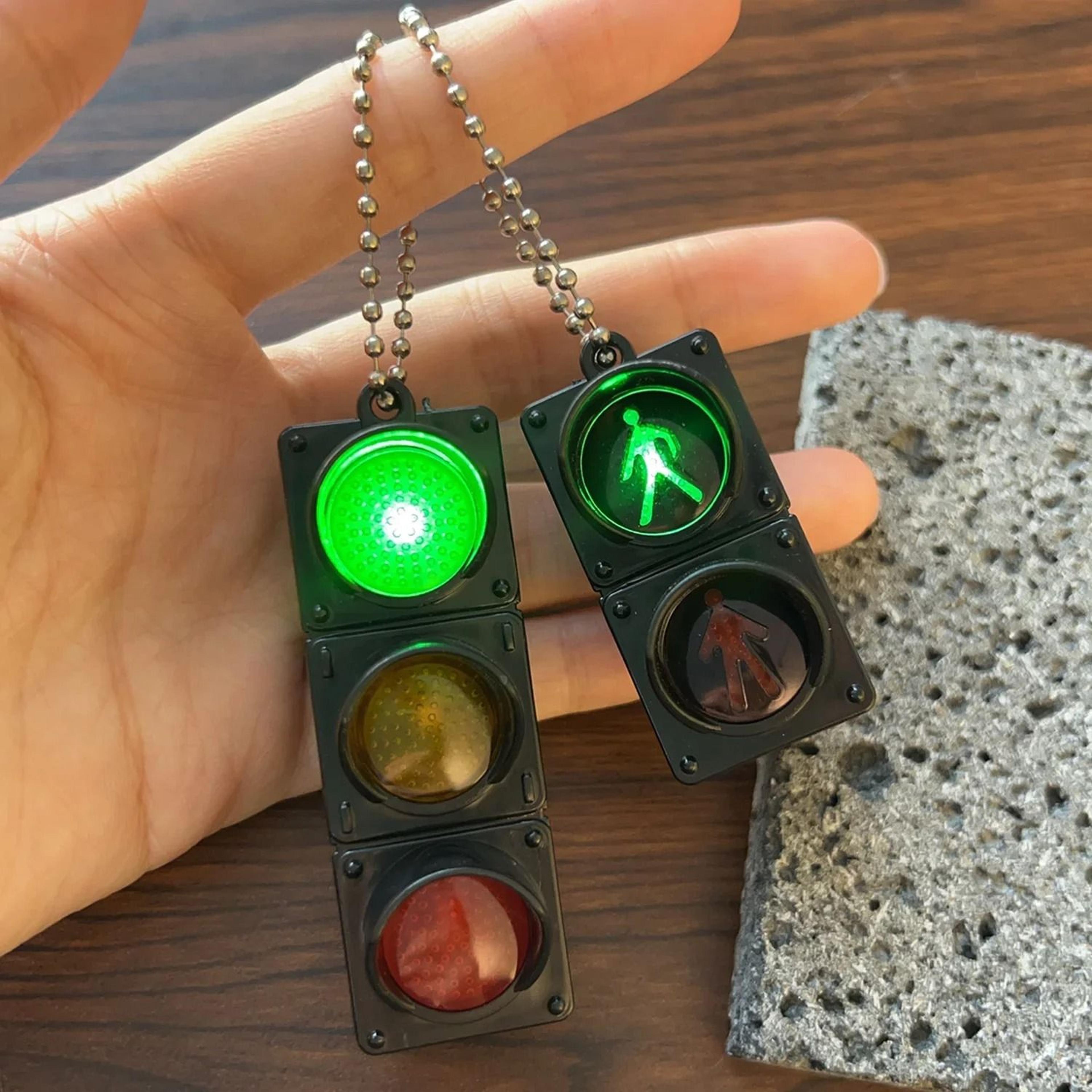 Mini LED Traffic Light Keychain Electronic Pedestrian Signal Toy Pendant 8