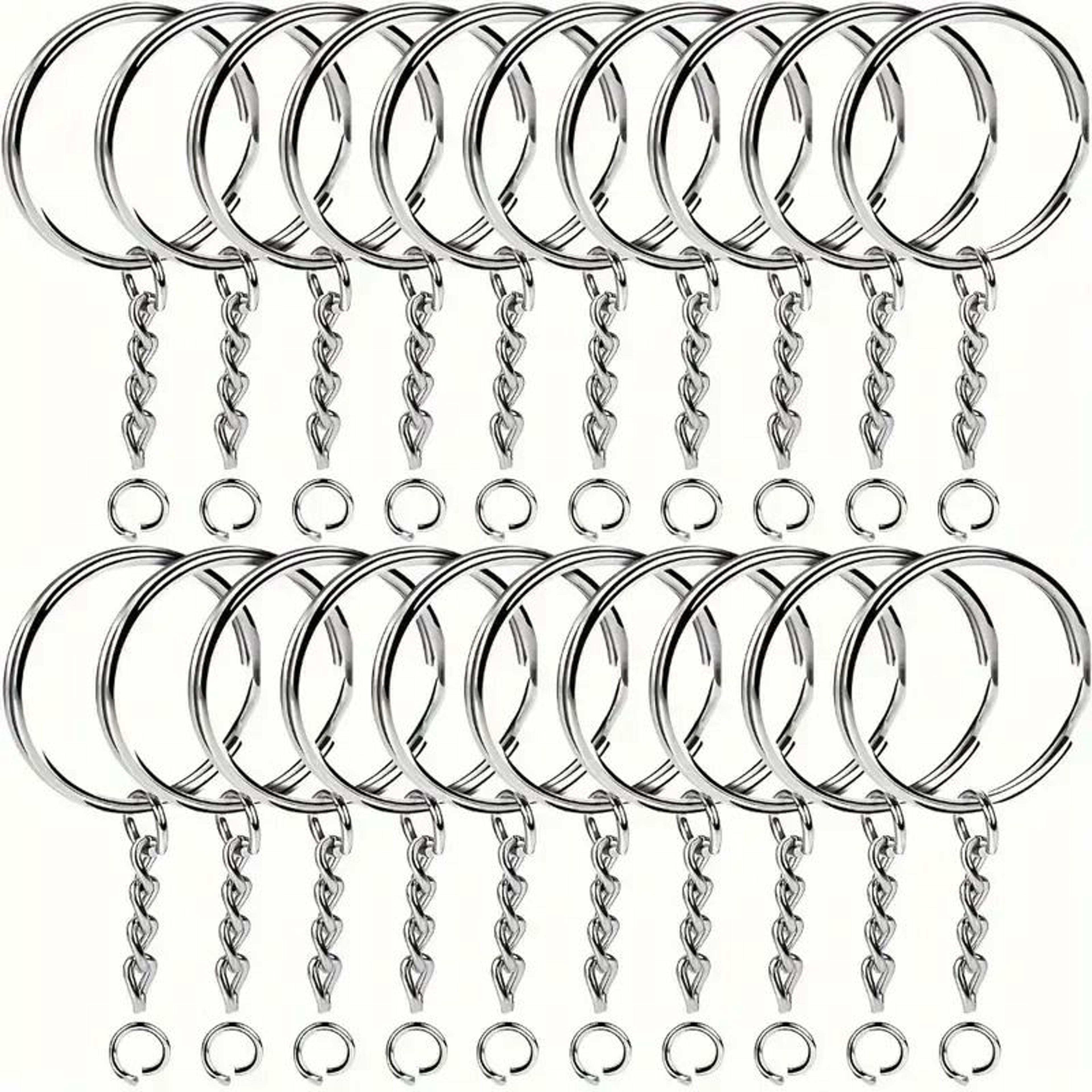 Silver Plated Keychain Hardware Set With Split Rings Chains And Carabiner Clips 2