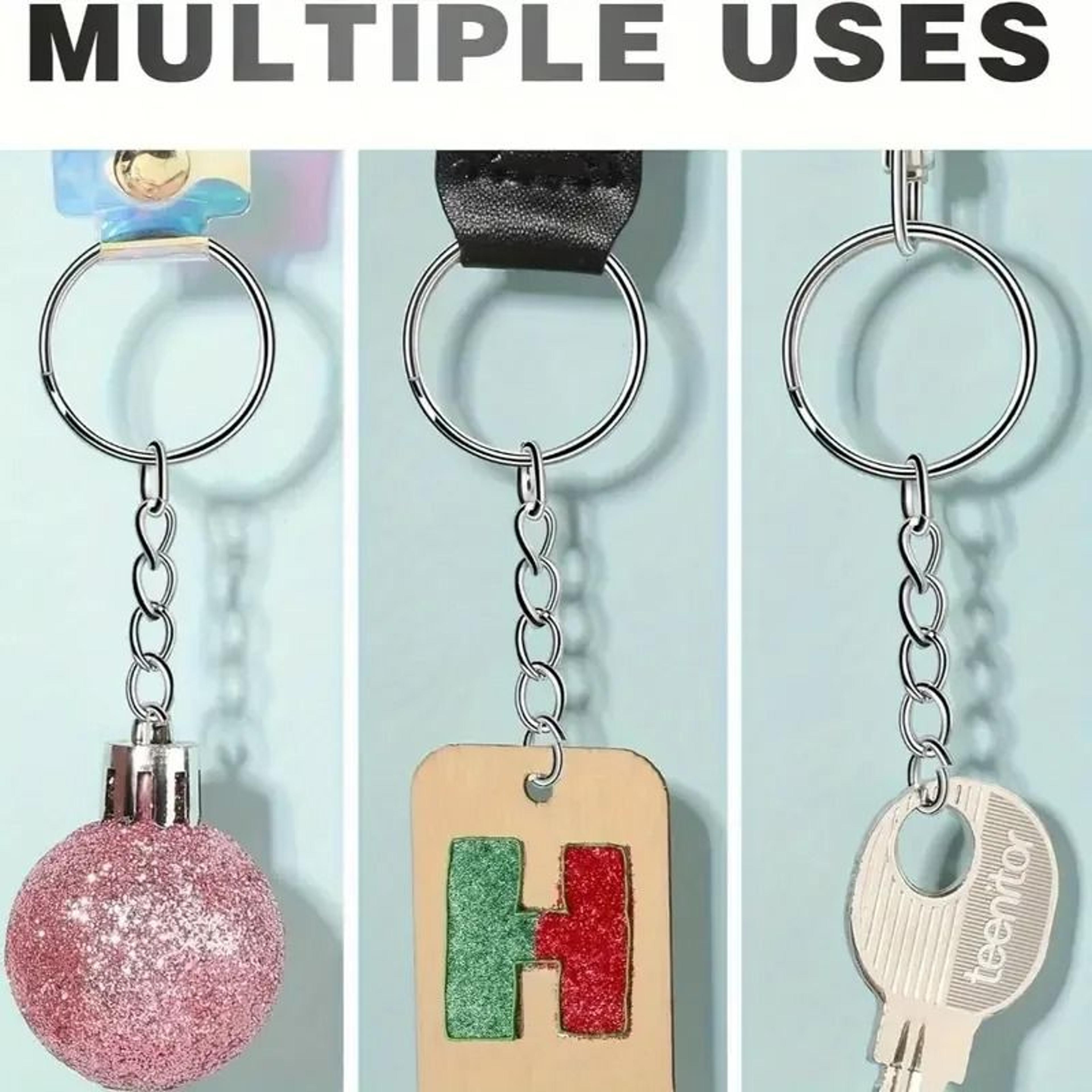 Silver Plated Keychain Hardware Set With Split Rings Chains And Carabiner Clips 5