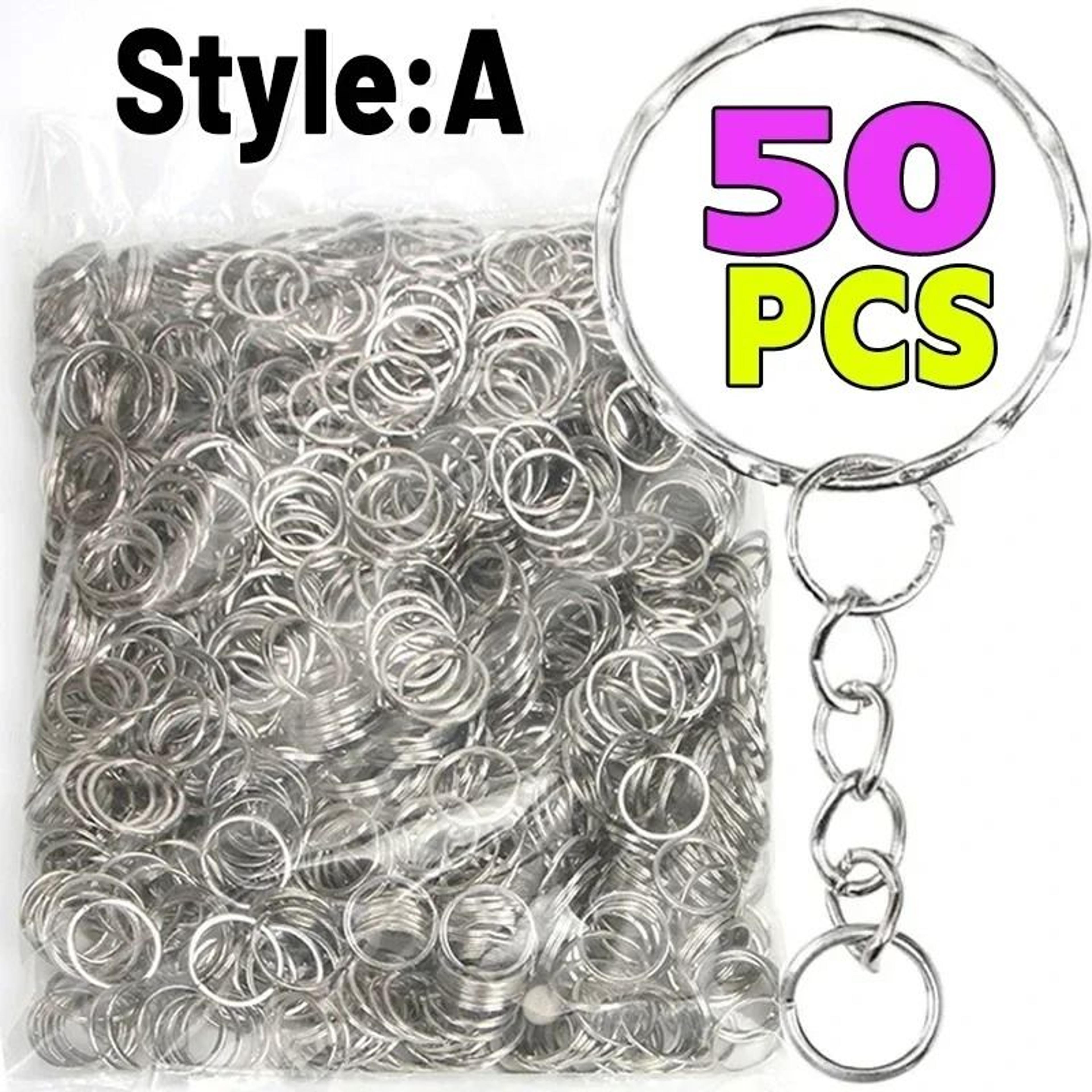 Silver Plated Keychain Hardware Set With Split Rings Chains And Carabiner Clips 6