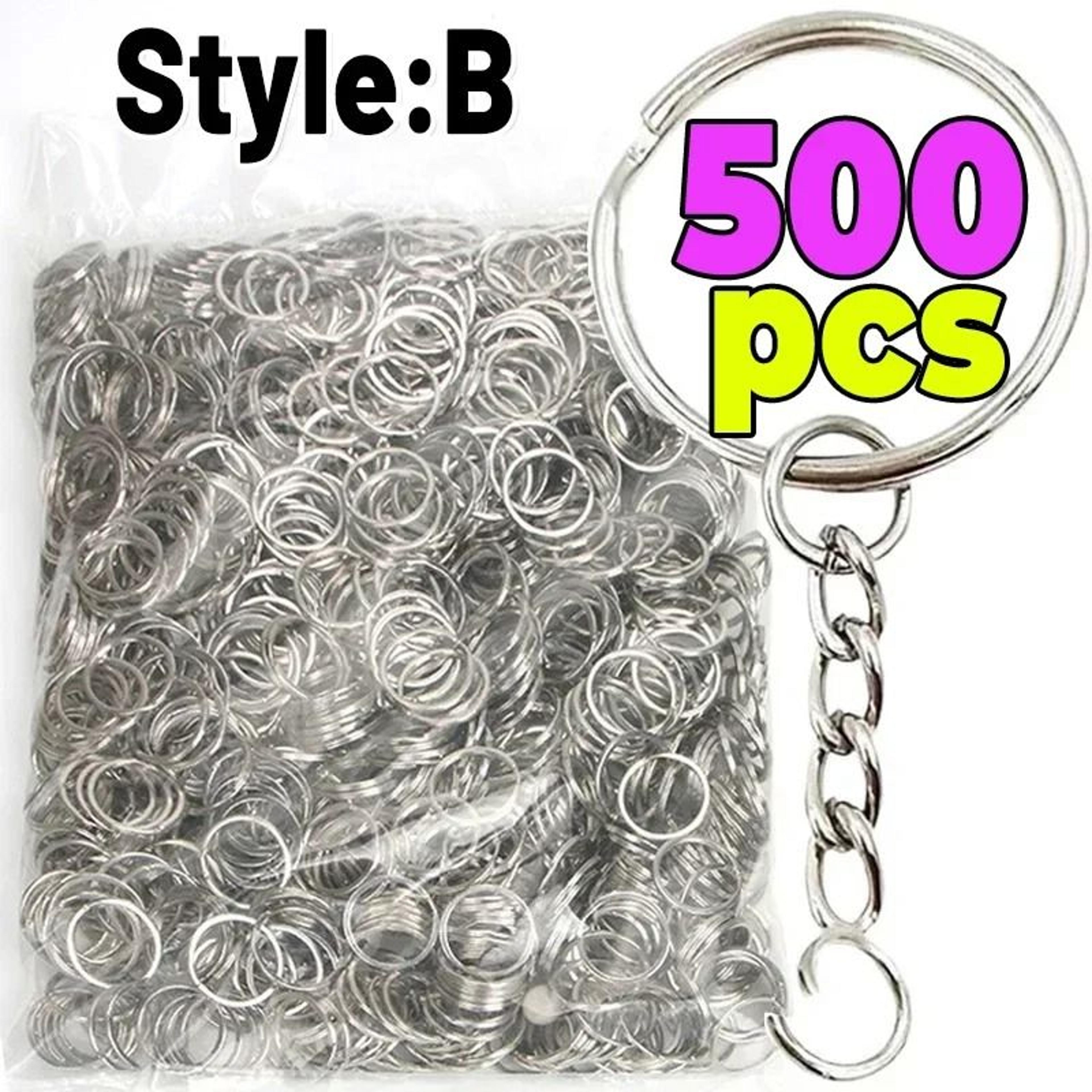 Silver Plated Keychain Hardware Set With Split Rings Chains And Carabiner Clips 8