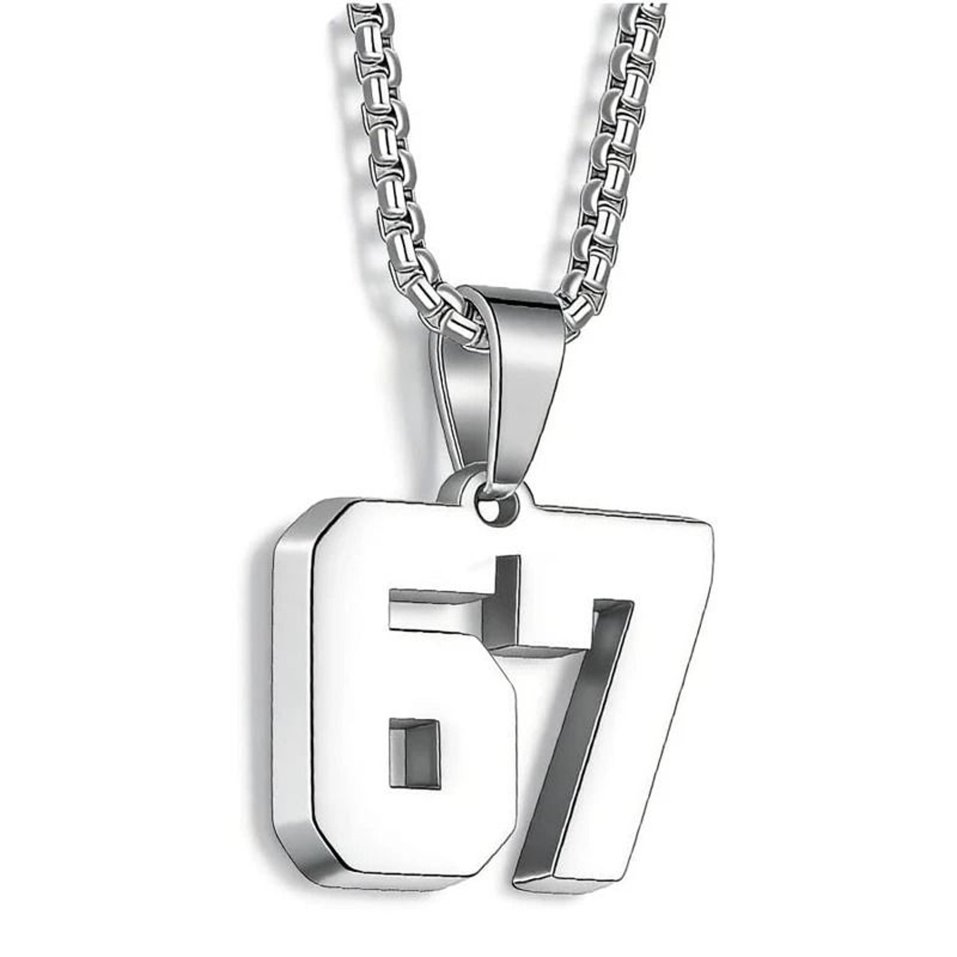 Stainless Steel Number 67 Pendant Necklace Lucky Number Chain For Men And Women 1