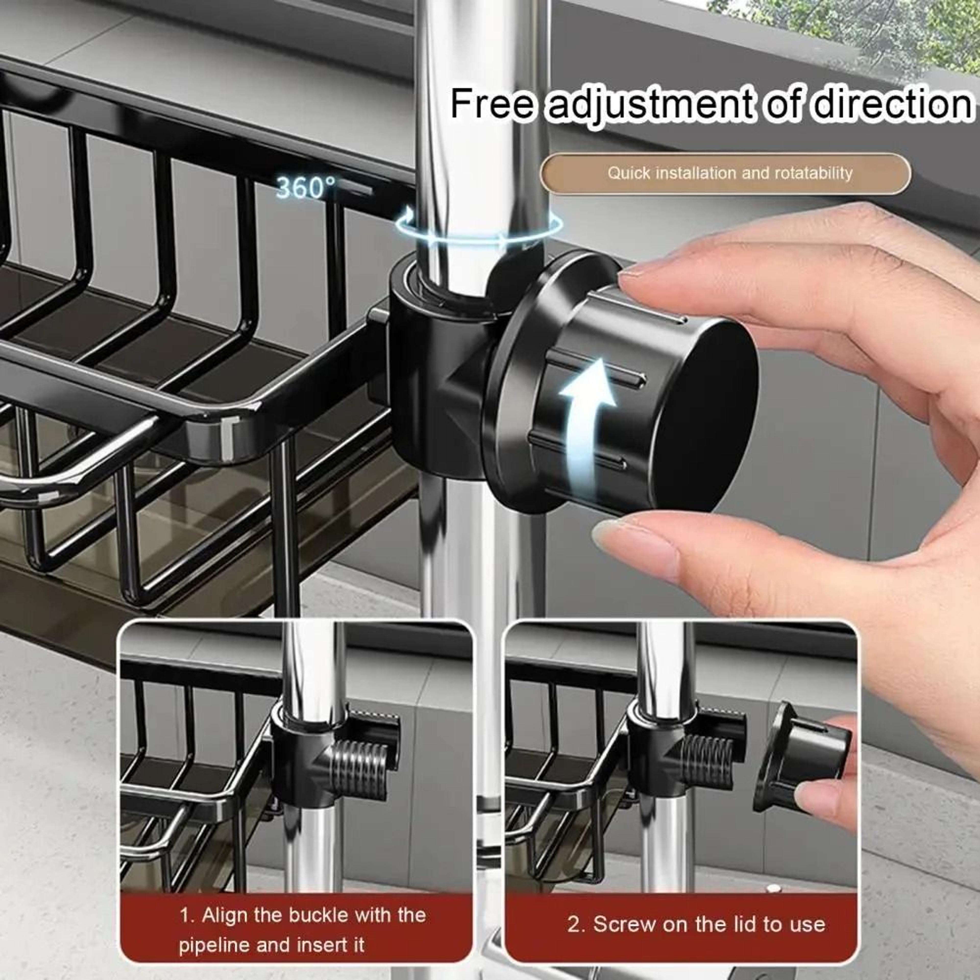 Adjustable Sink Faucet Storage Rack Drain Basket For Kitchen And Bathroom Organization 4