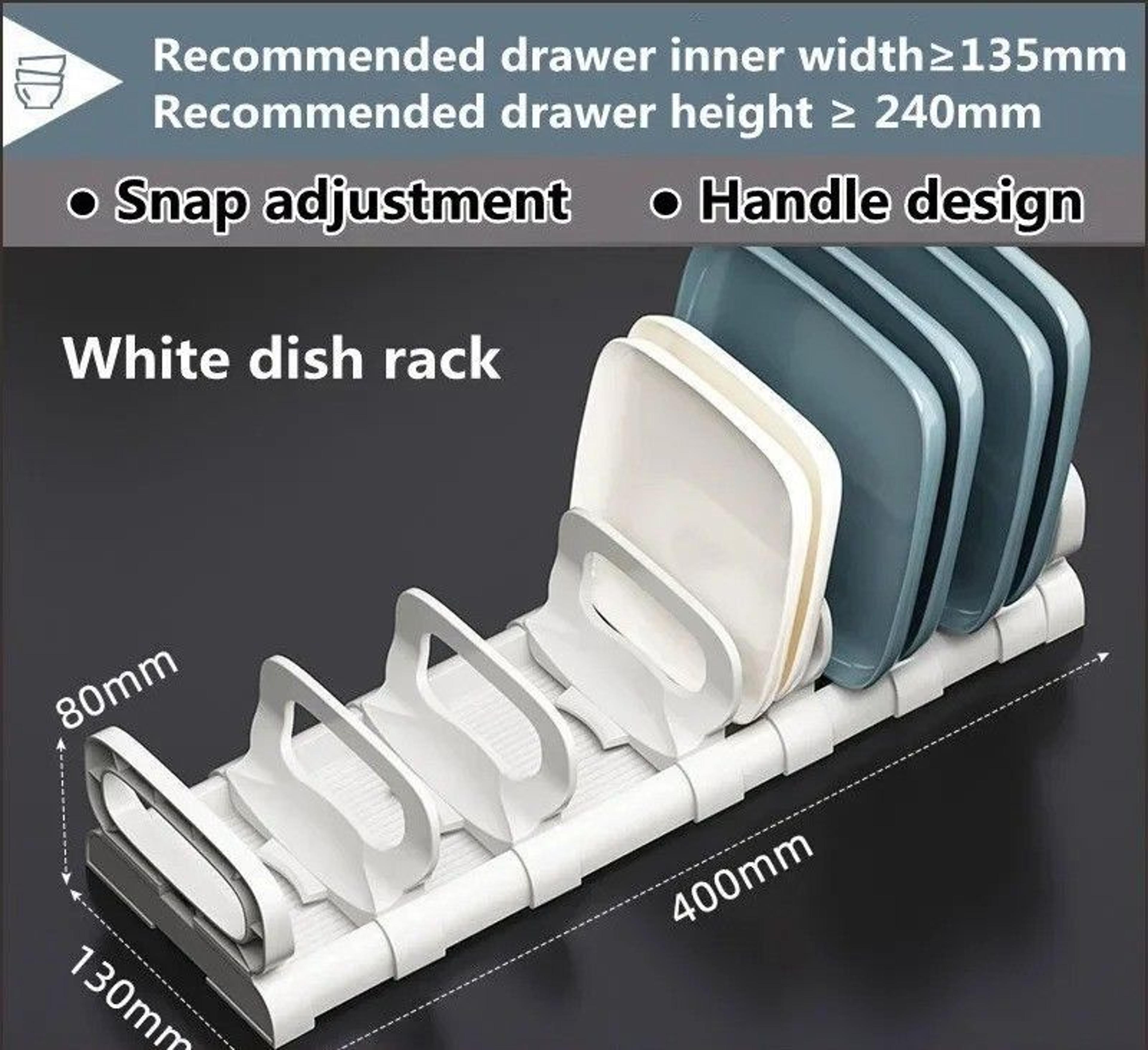 Adjustable Drawer Plate And Bowl Organizer Rack For Kitchen Cabinets 6