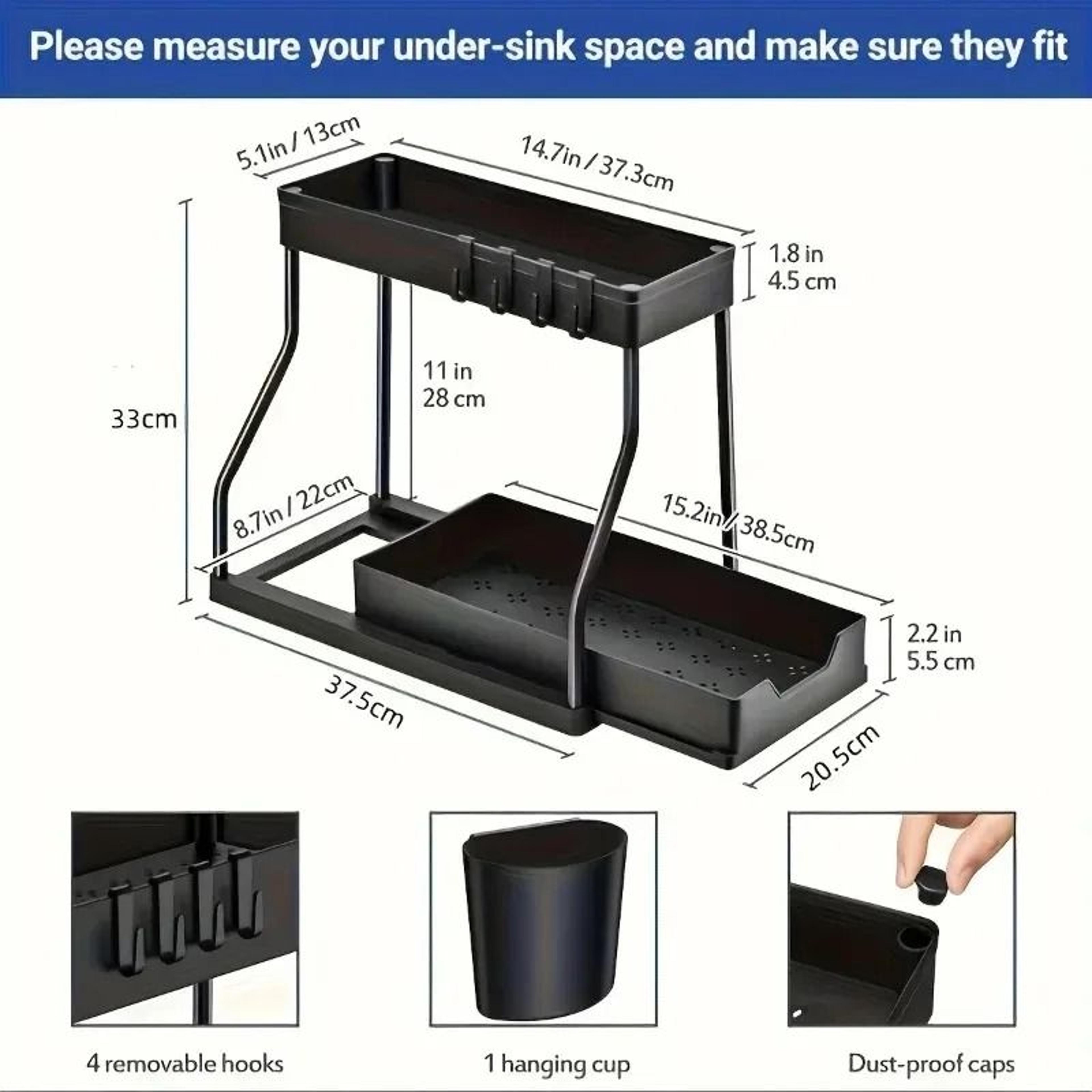 Double Layer Pull Out Under Sink Storage Rack For Kitchen And Bathroom Organization 1