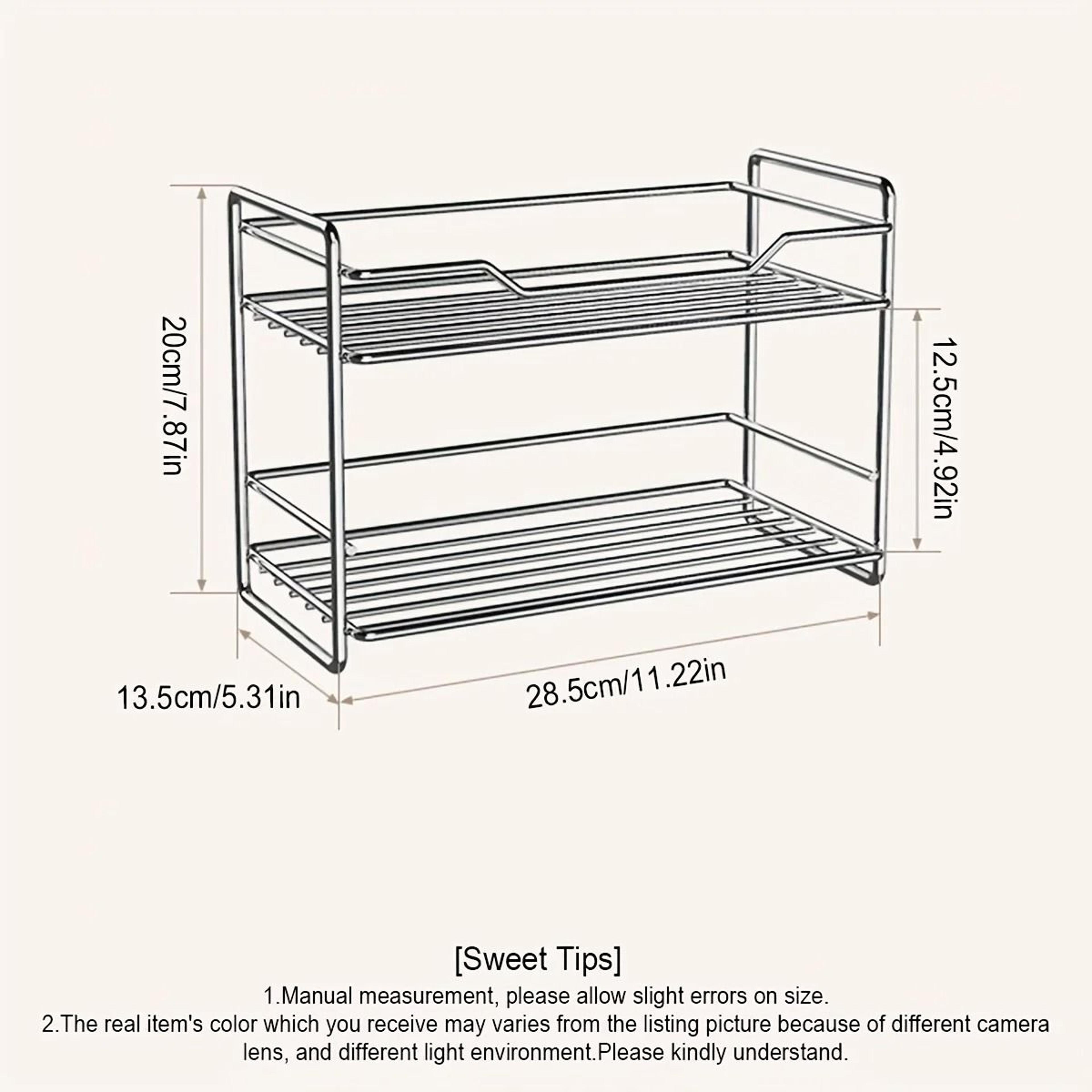 2 Tier Stainless Steel Countertop Organizer Shelf For Kitchen Bathroom And Spice Storage 2