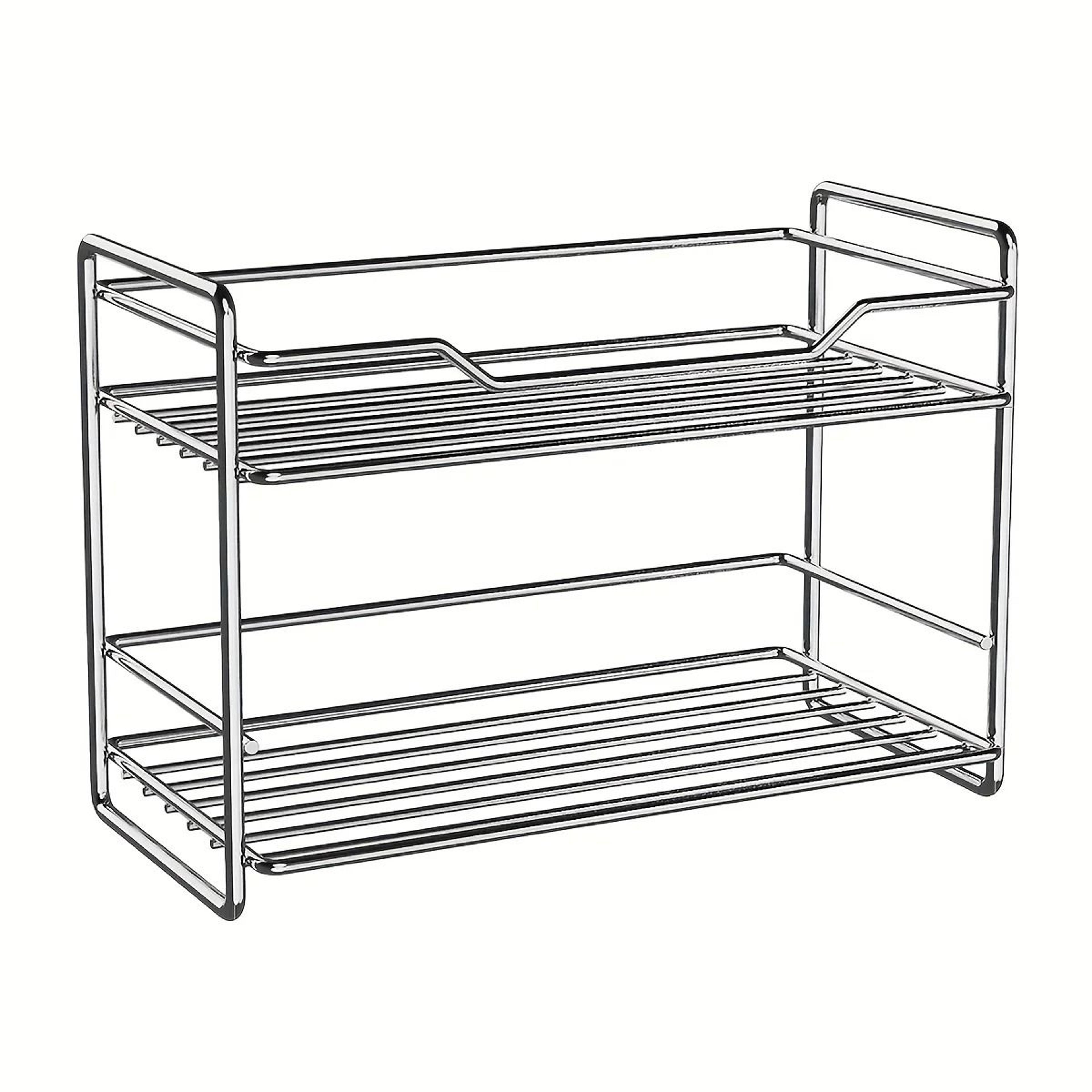2 Tier Stainless Steel Countertop Organizer Shelf For Kitchen Bathroom And Spice Storage 6