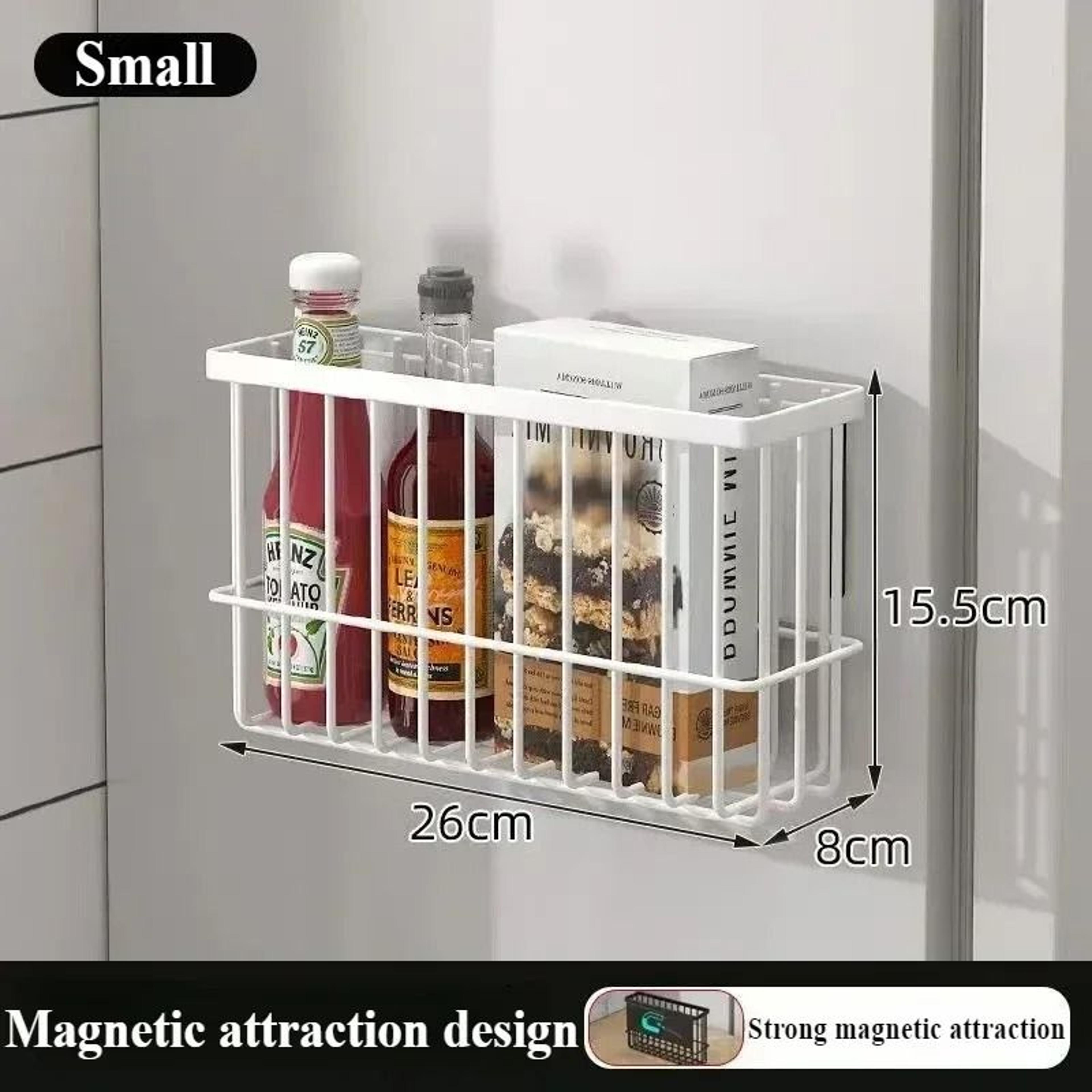 Magnetic Refrigerator Storage Basket For Kitchen Condiments Wraps And Household Organization 8