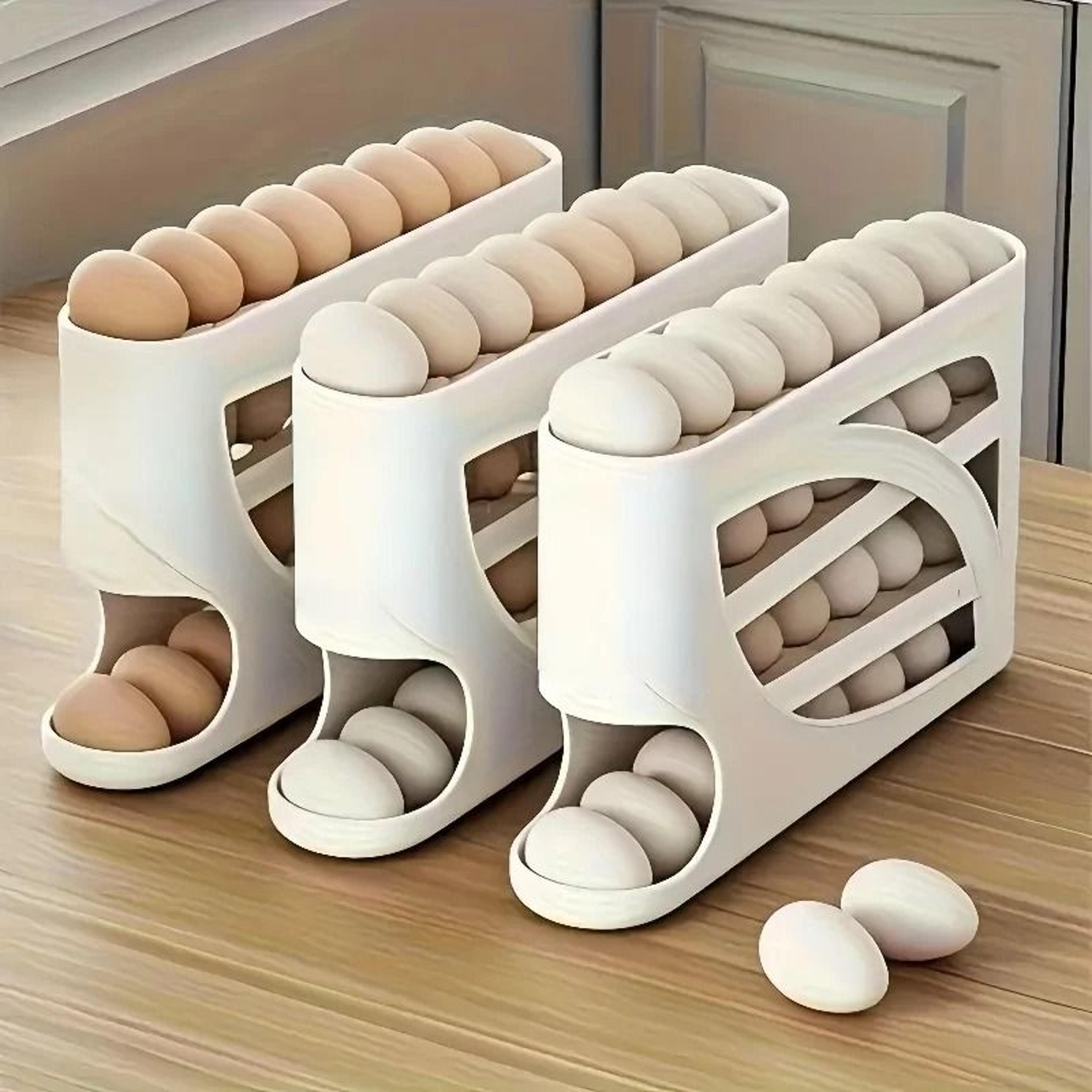 Automatic Rolling Refrigerator Egg Holder Organizer With Large Capacity Storage 5