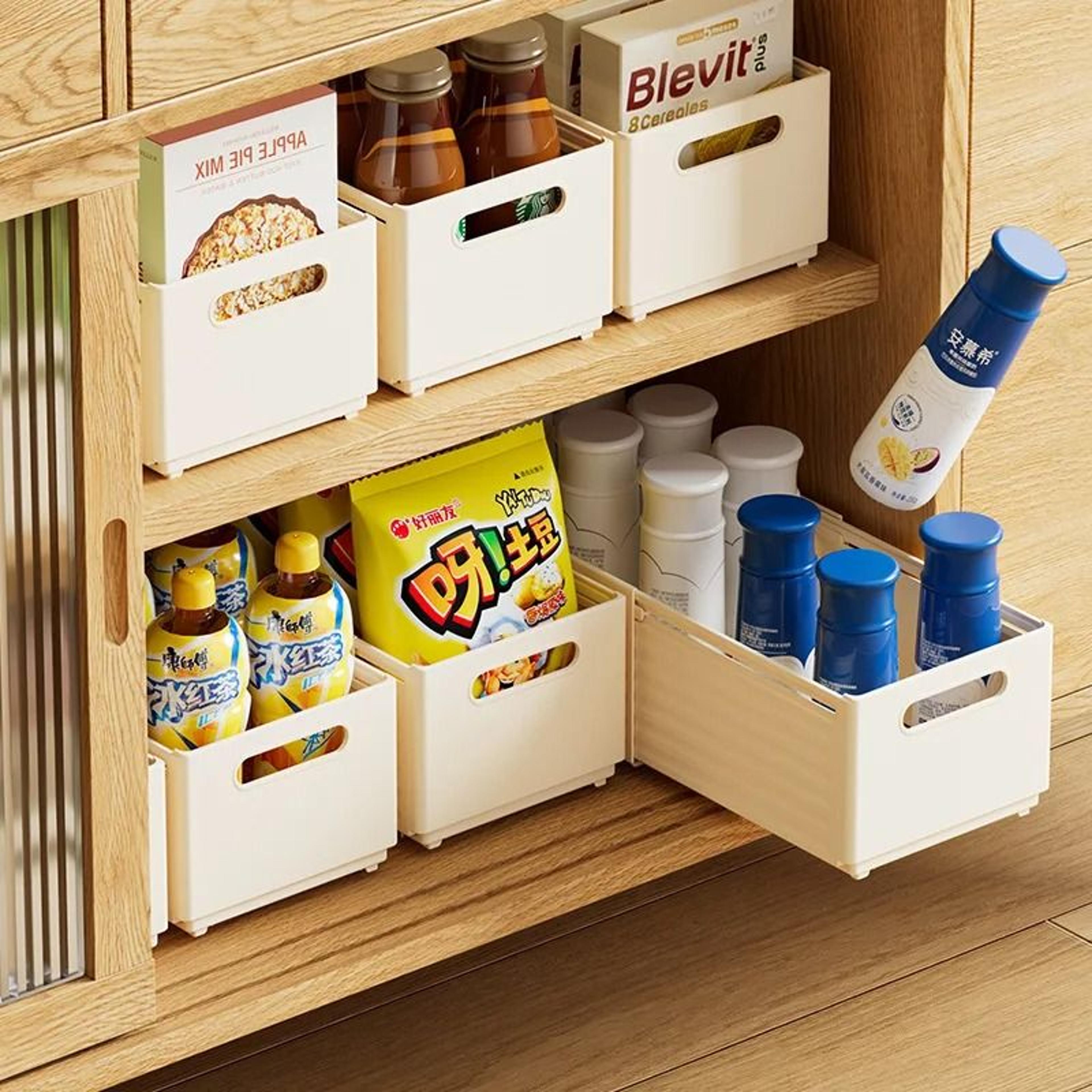 Expandable Kitchen Storage Basket Retractable Cabinet And Refrigerator Organizer 2