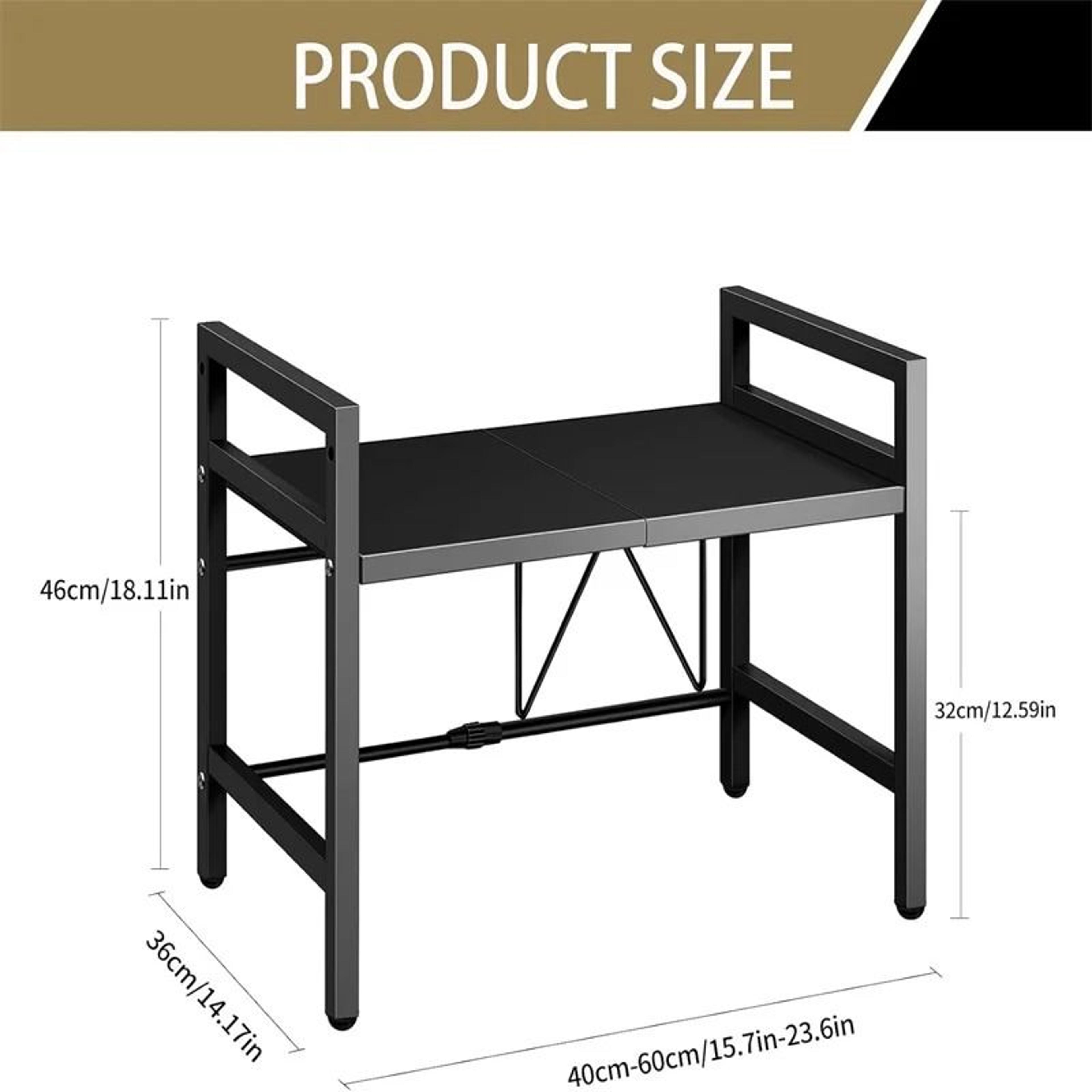 Adjustable Microwave Oven Storage Rack With Hooks Heavy Duty Kitchen Organizer Shelf 3