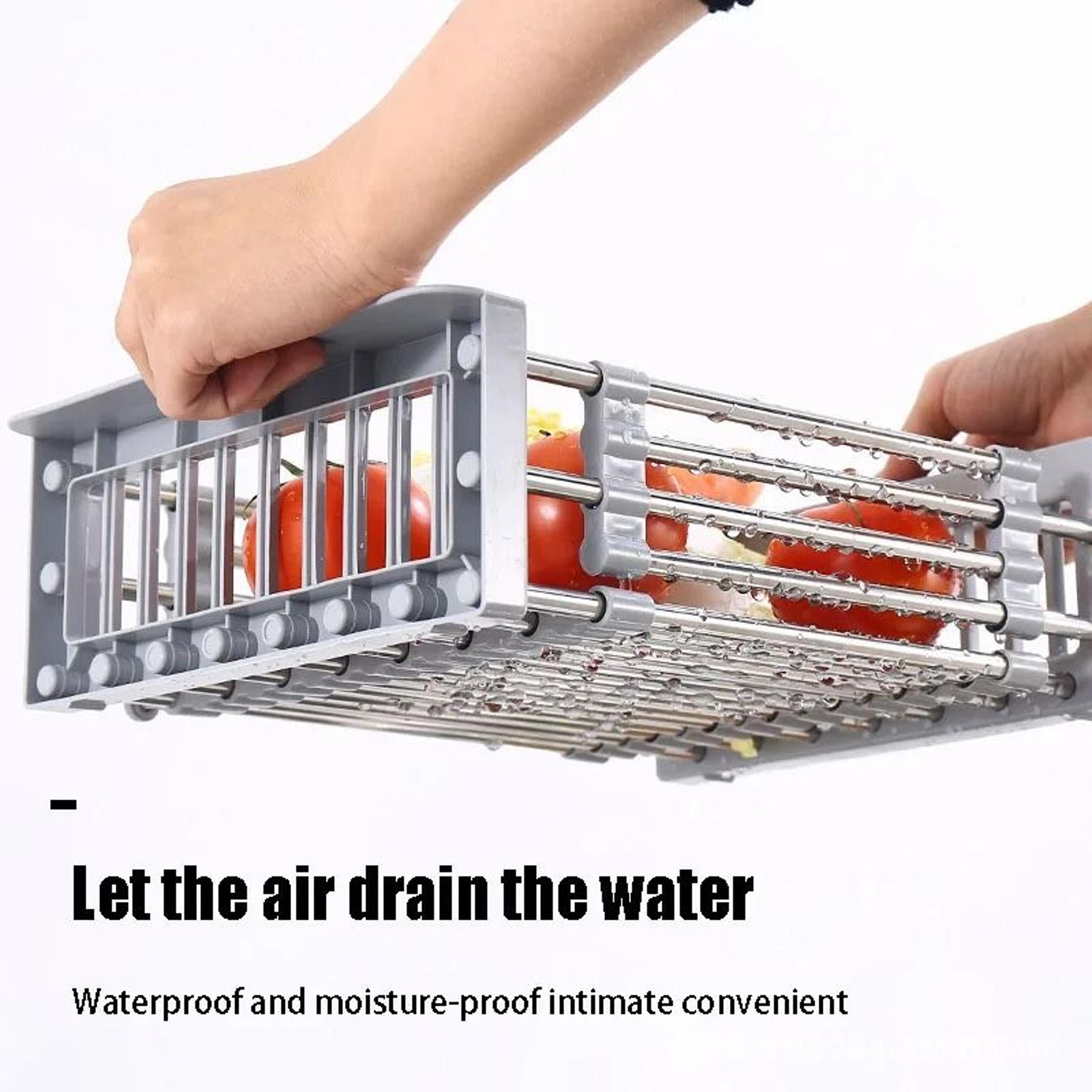 Expandable Over The Sink Dish Drying Rack Stainless Steel Kitchen Drain Basket 5