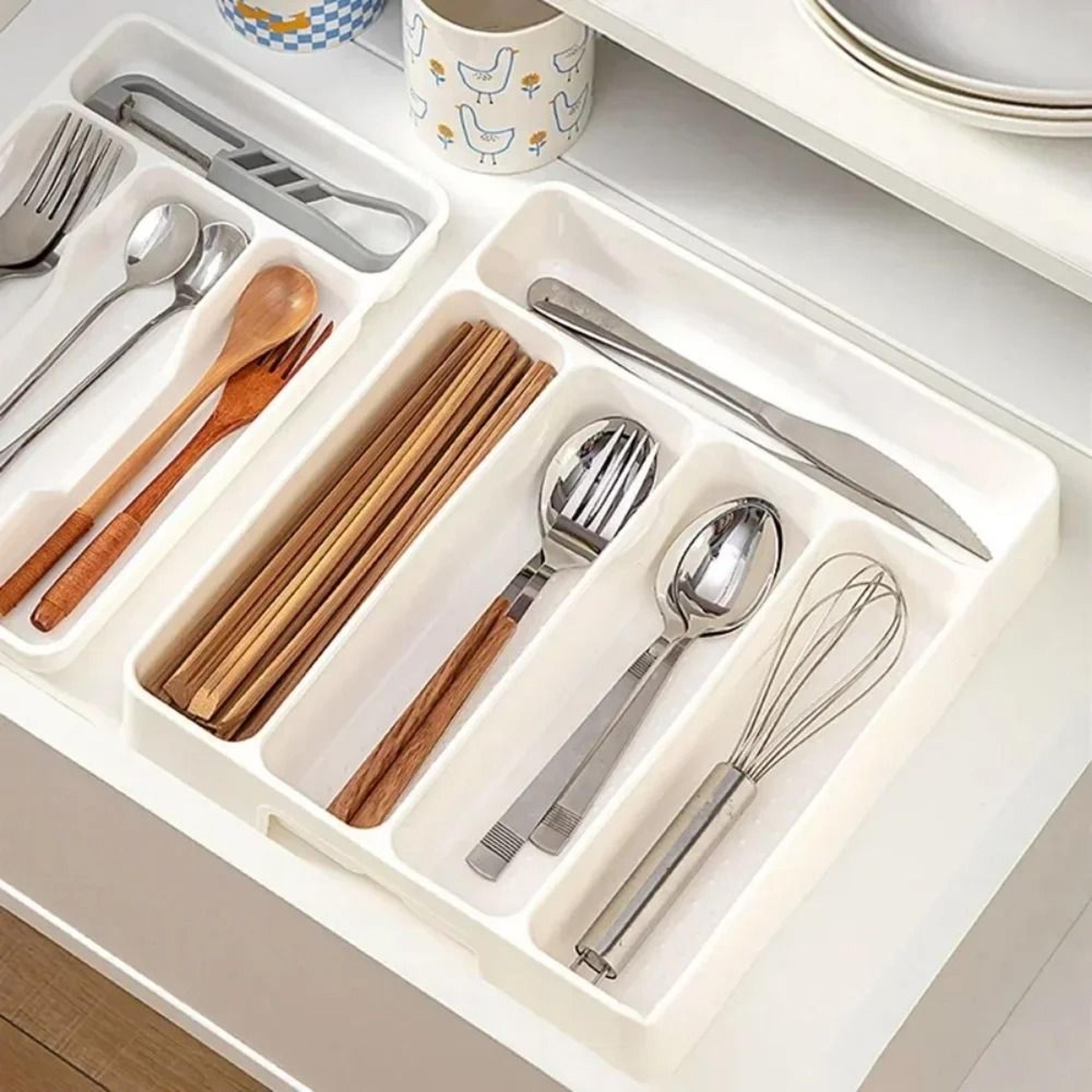 Cutlery Organizer Drawer Tray With 4 Or 5 Compartments For Kitchen Utensil Storage 5