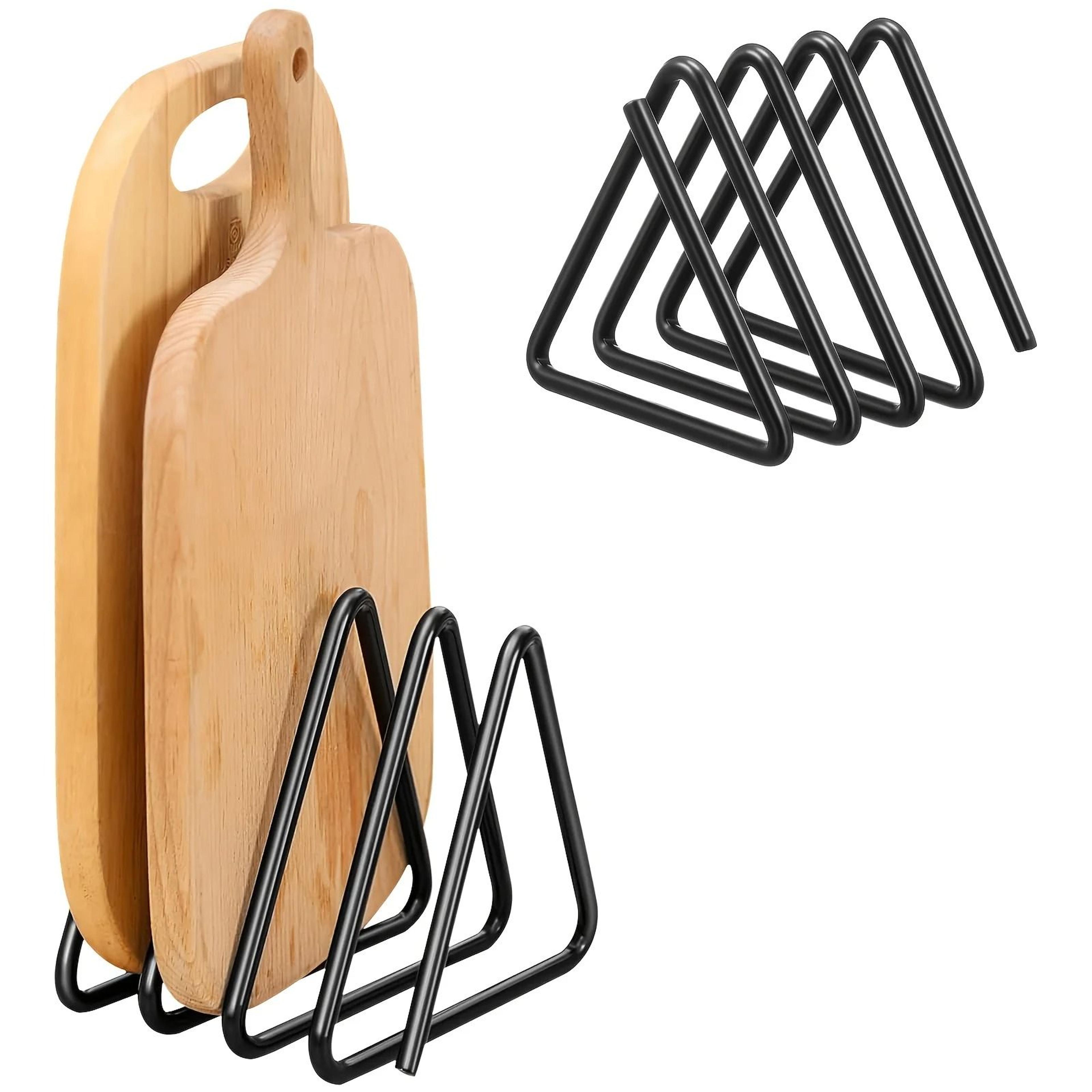 4 slot metal cutting board organizer rack for kitchen countertop storage