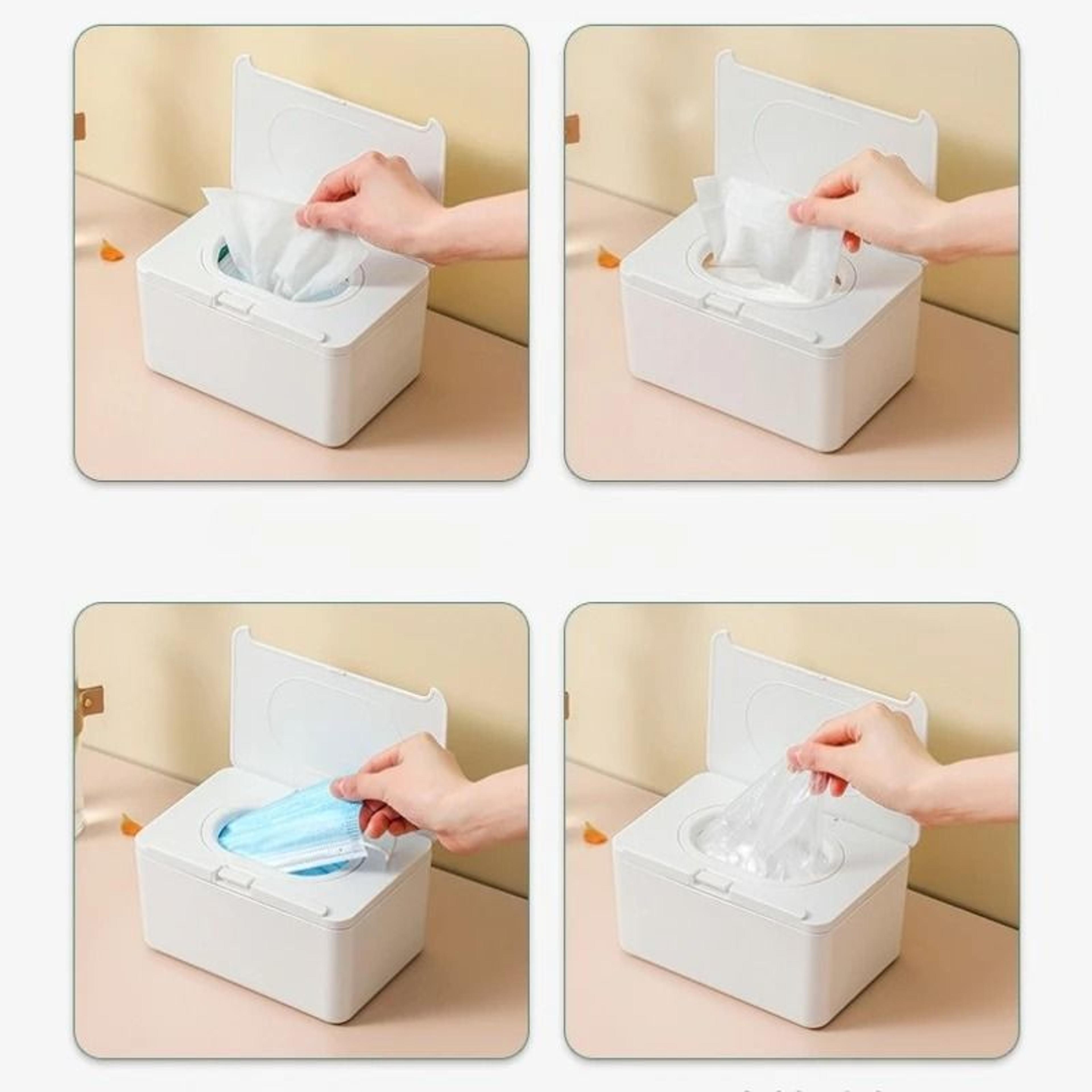 Automatic Flip Top Wet Wipes And Tissue Storage Box Dustproof Organizer For Home Office And Travel 3