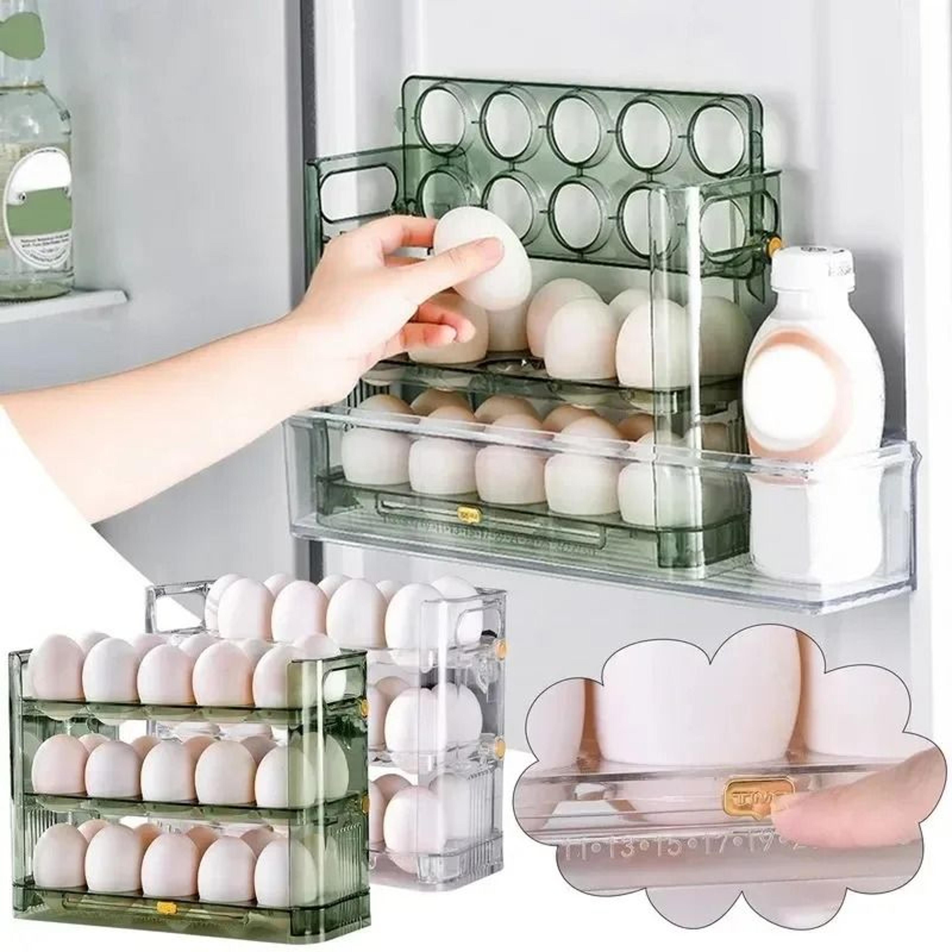 Refrigerator Side Door Egg Storage Box Reversible Egg Organizer Tray Space Saving Fridge Egg Holder 5