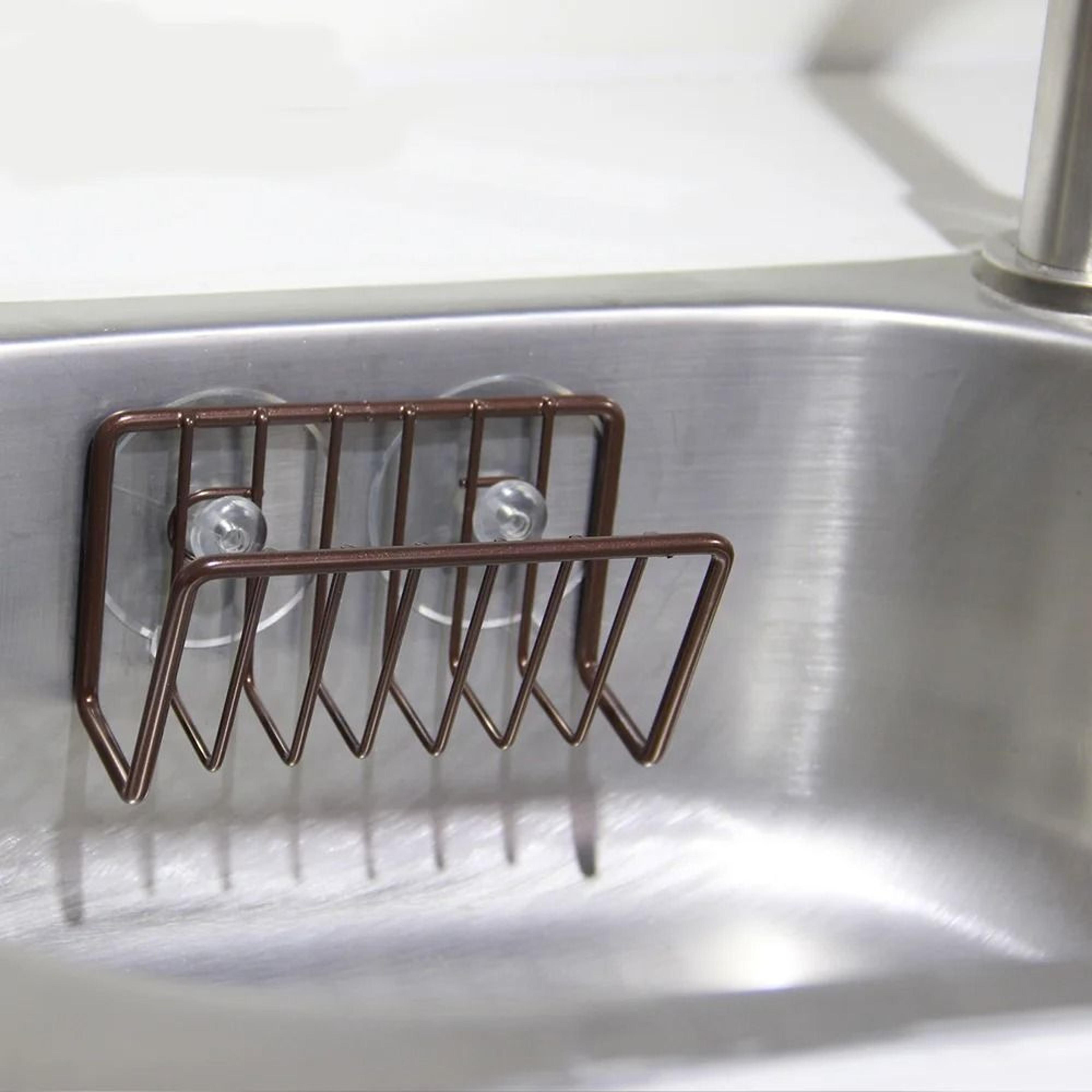 No Drill Over Sink Sponge Holder Wall Mounted Kitchen Organizer Rack For Soap Dispenser Sponges And 3