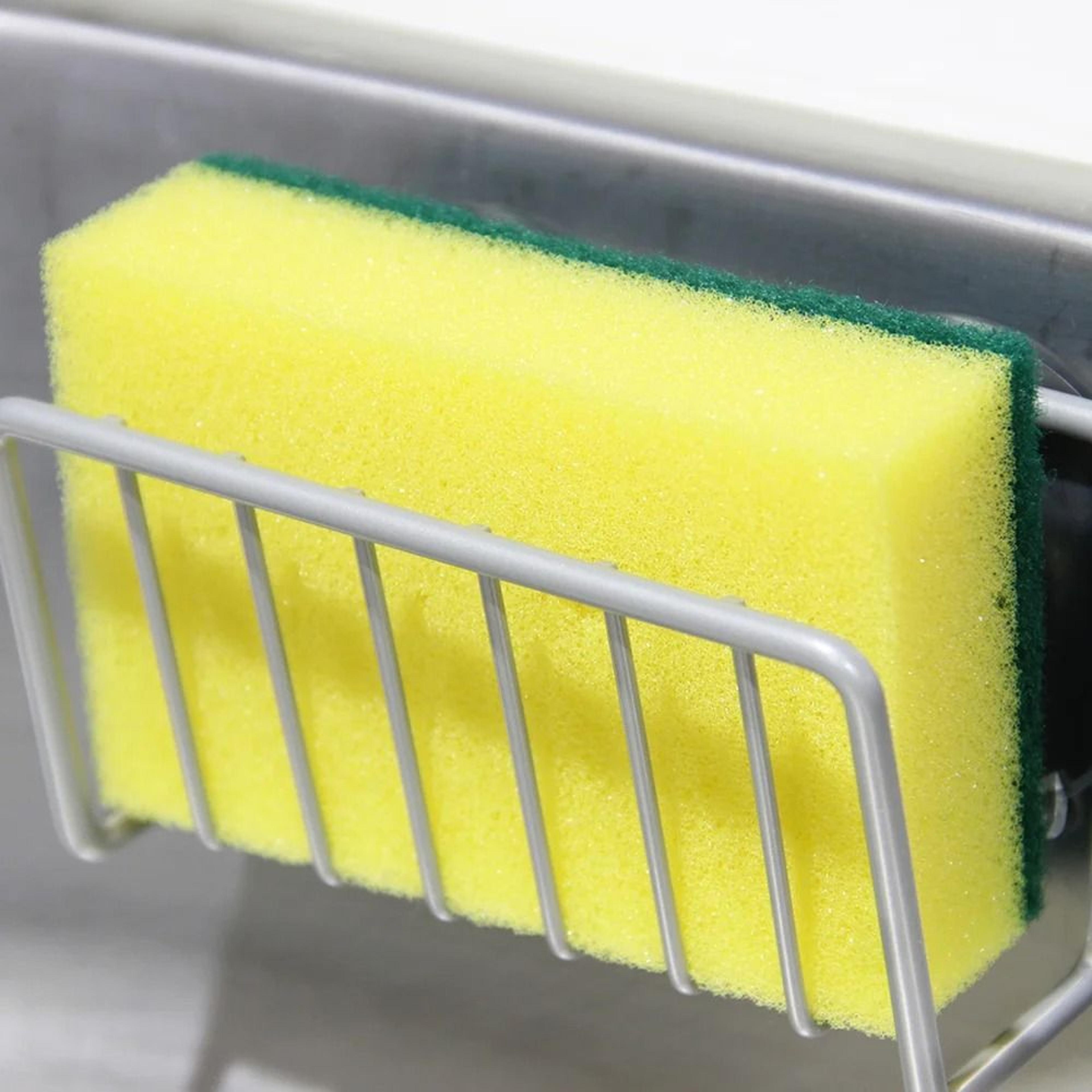No Drill Over Sink Sponge Holder Wall Mounted Kitchen Organizer Rack For Soap Dispenser Sponges And 5