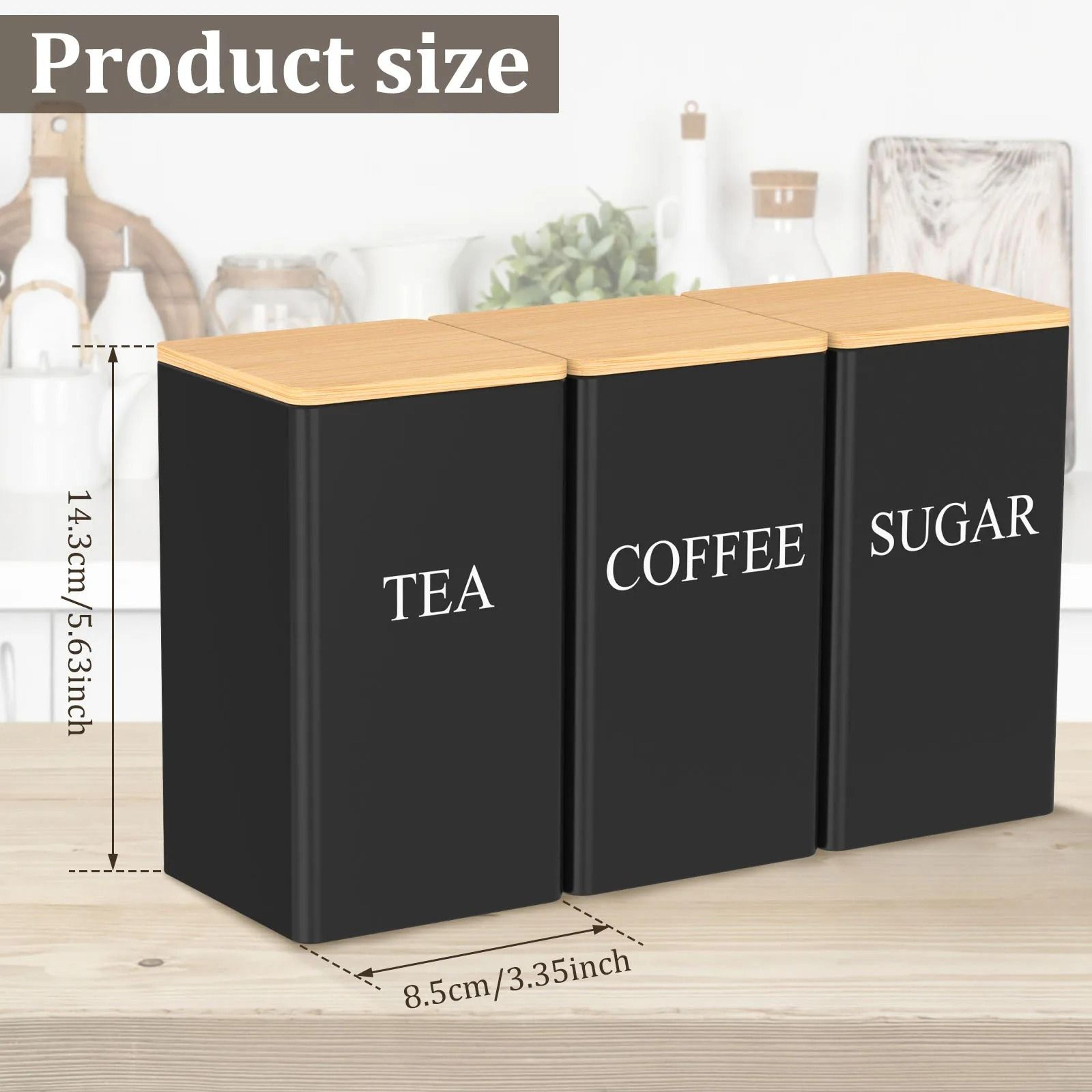 3 Piece Coffee Tea Sugar Canister Set With Lids Metal Food Storage Containers For Kitchen Counter A 13