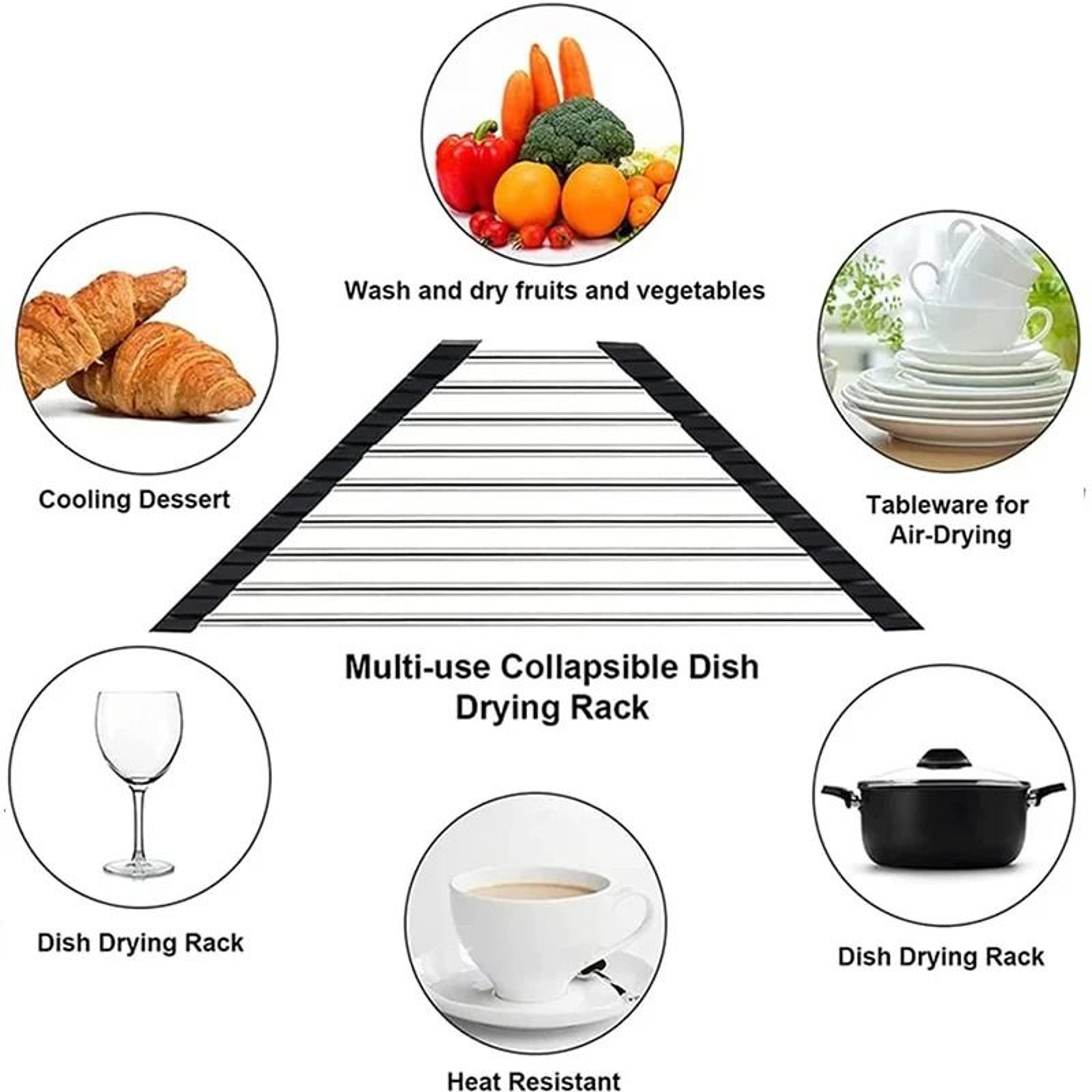 Triangle Roll Up Dish Drying Rack Foldable Stainless Steel Sink Corner Drainer For Dishes Fruits An 4