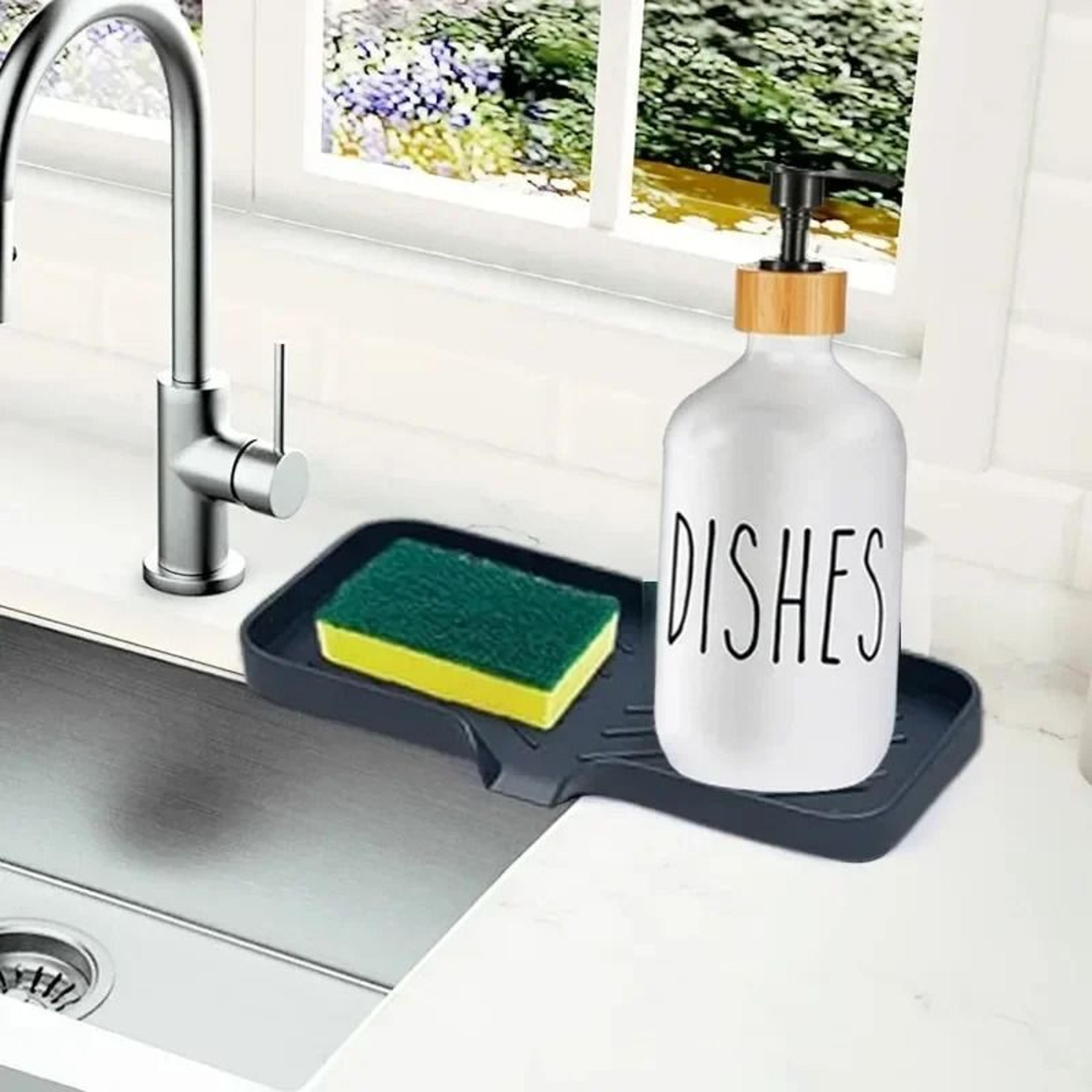 Self Draining Silicone Soap And Sponge Holder Sink Organizer 4