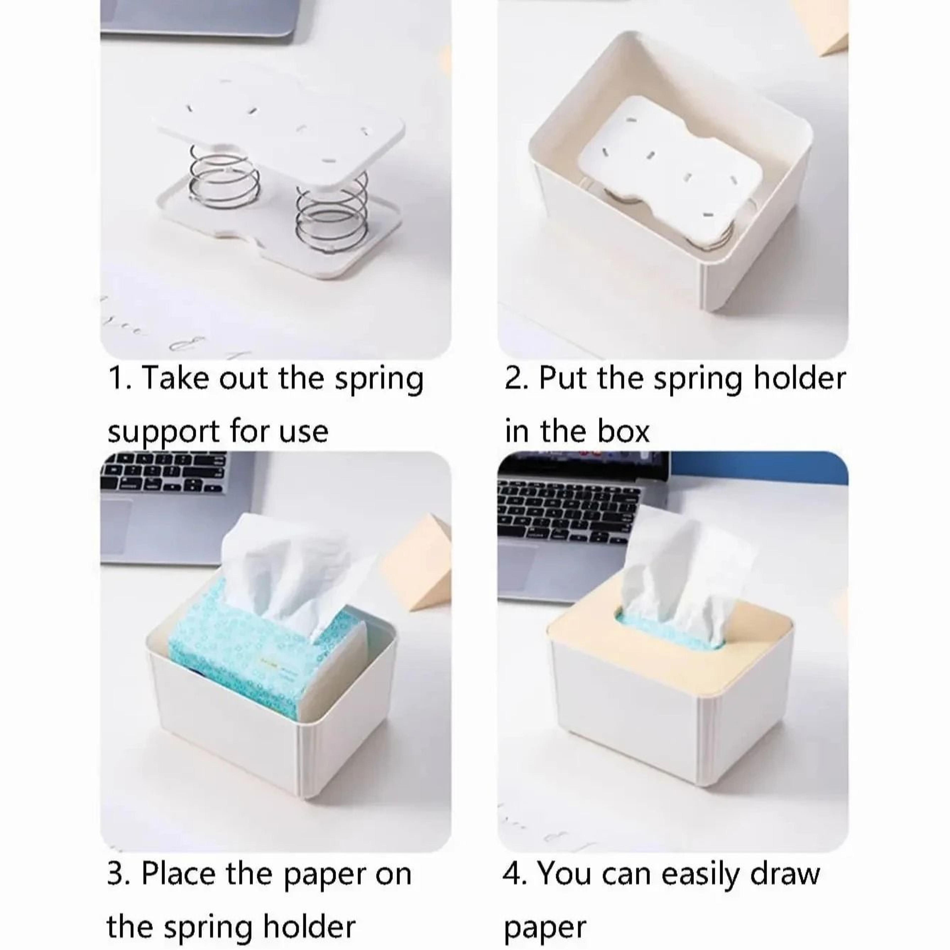 Spring Loaded Tissue Box Holder Automatic Lift Napkin Organizer 3