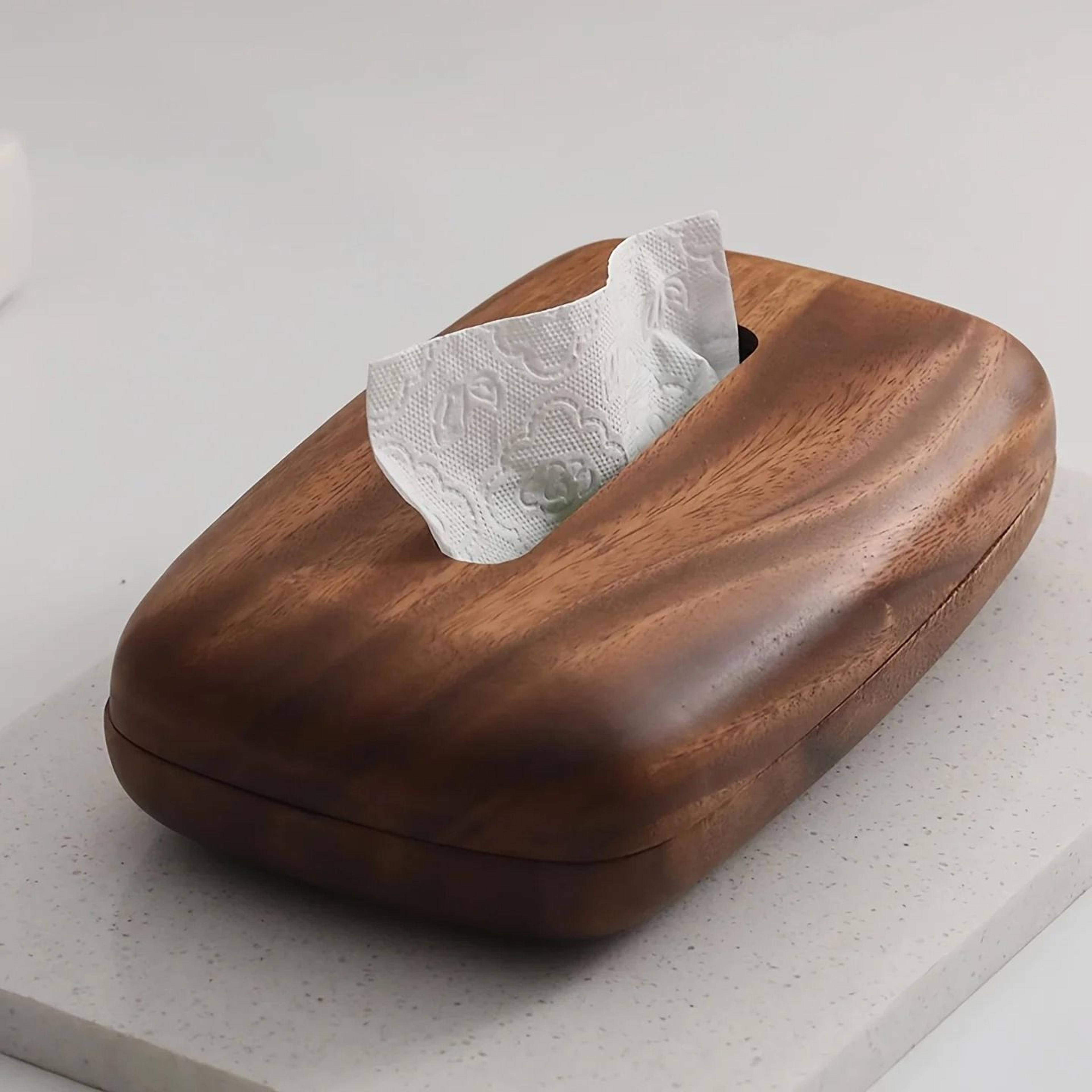 Walnut Wood Tissue Box Cover Modern Decorative Tissue Holder 6